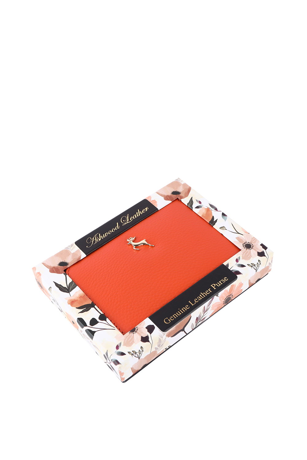 Orange Ashwood Leather Orange 'Mini X' RFID Protected Real Leather Purse, Image 3 of 4
