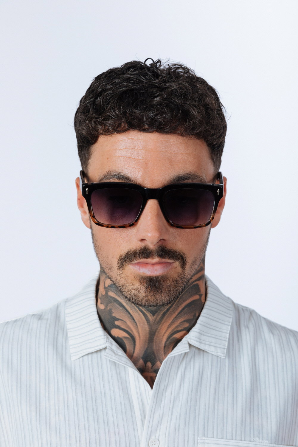 Black Square Sunglasses in Black Leopard, Image 7 of 8