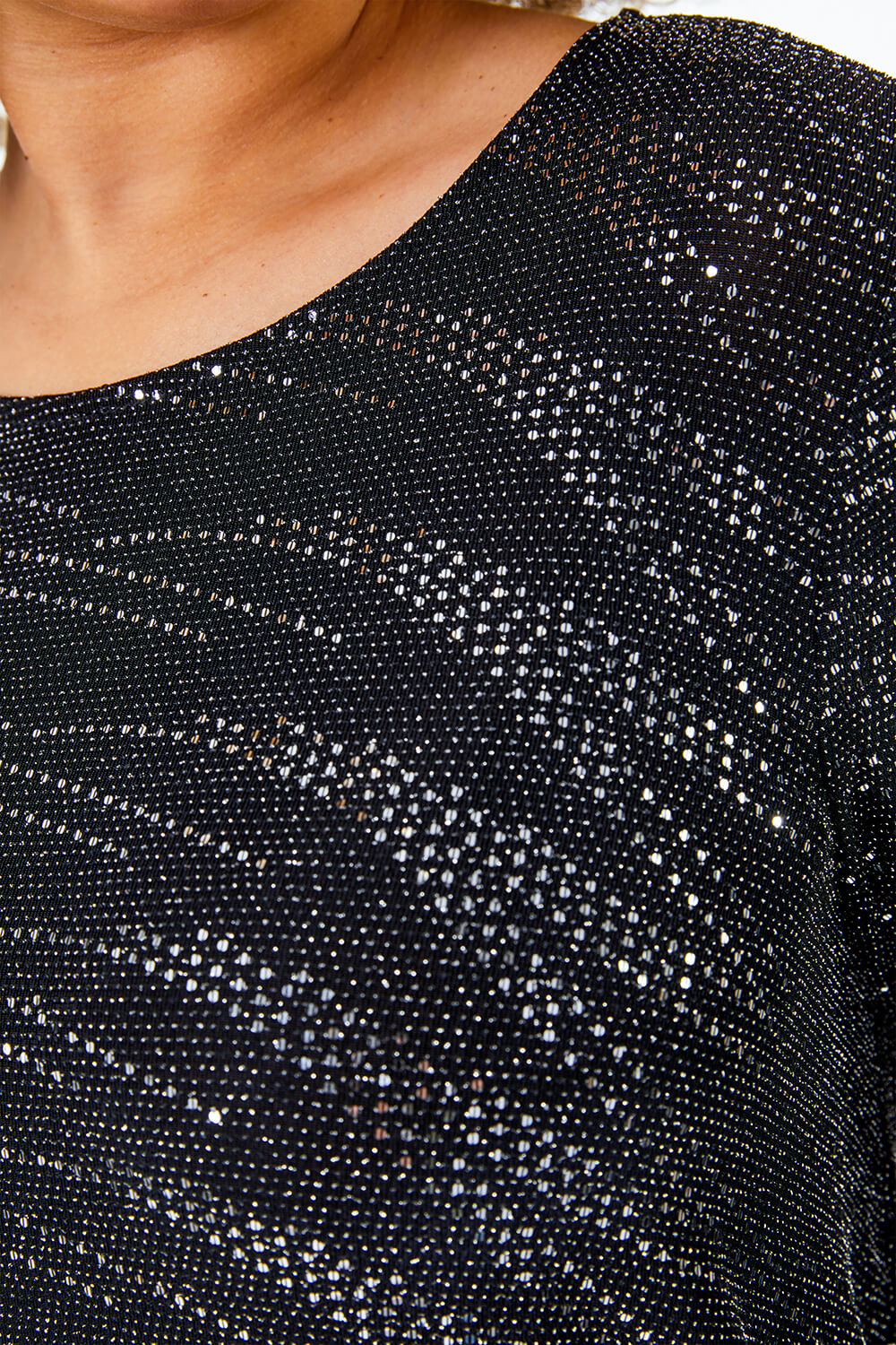 Silver Curve Shimmer Oversized Top, Image 6 of 5