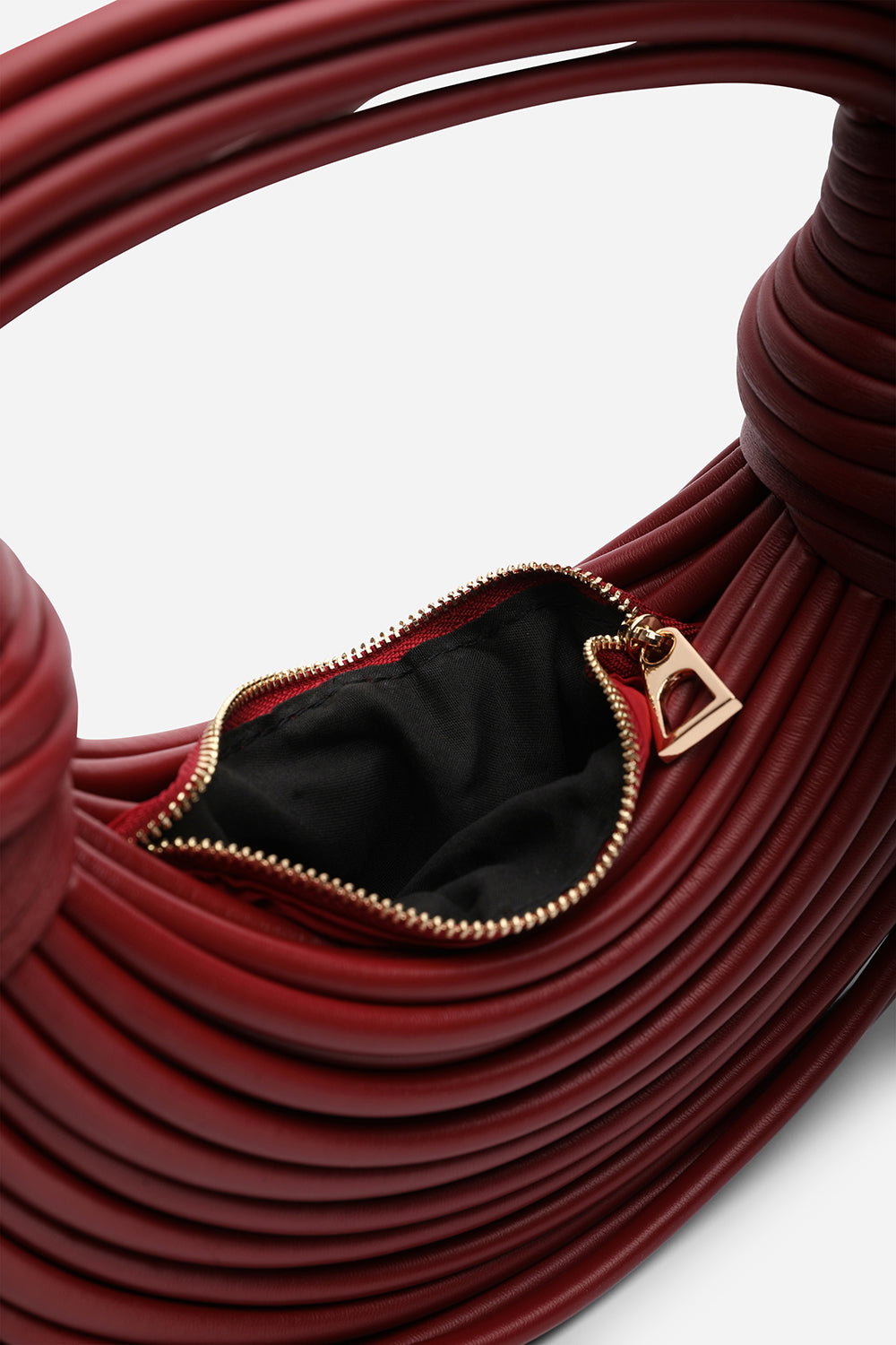 Maroon Blossom Curved Metallic Shoulder Bag, Image 5 of 6