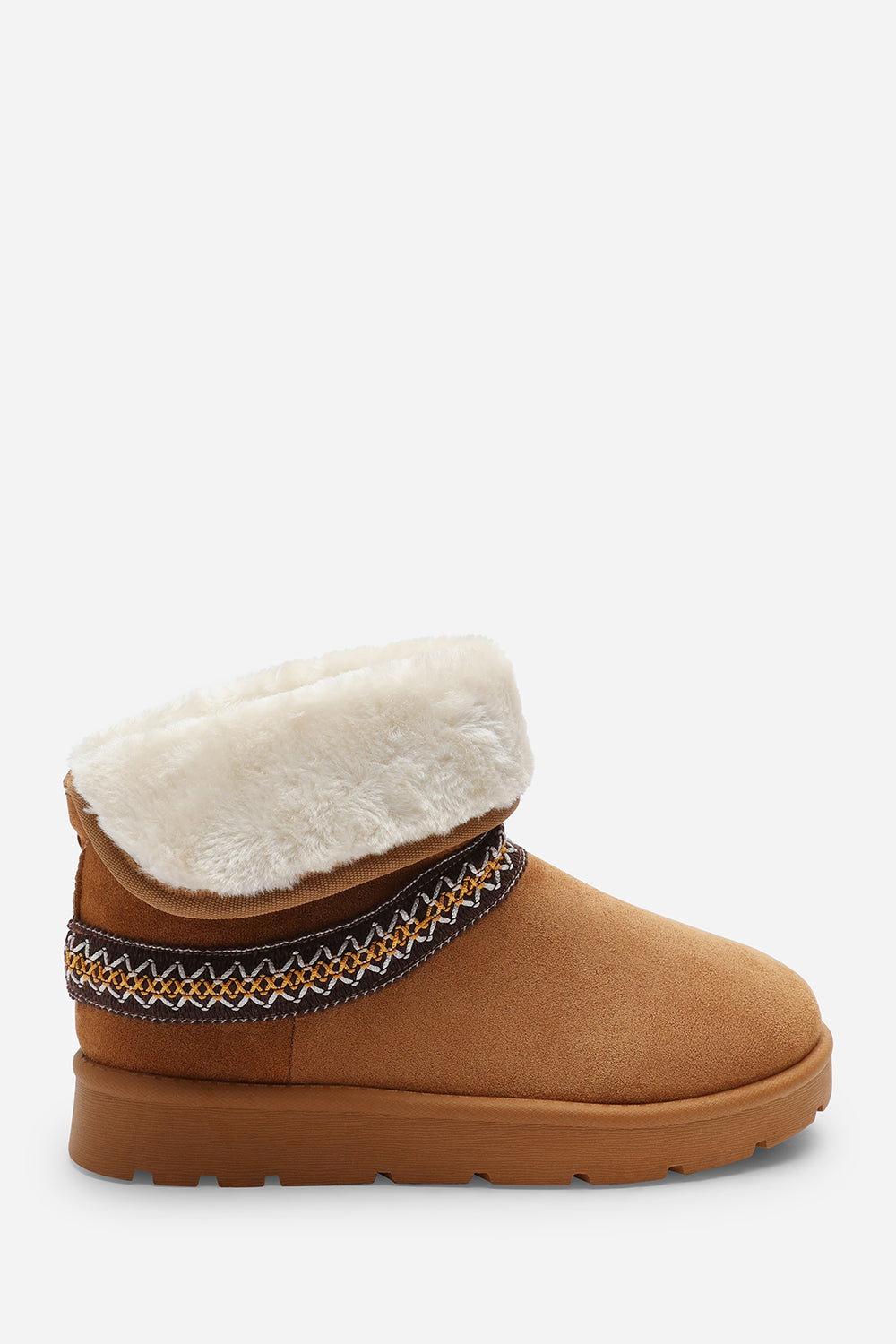 Tan 'Flora' Flat Slippers Embroidered Trim Detail, Image 3 of 8