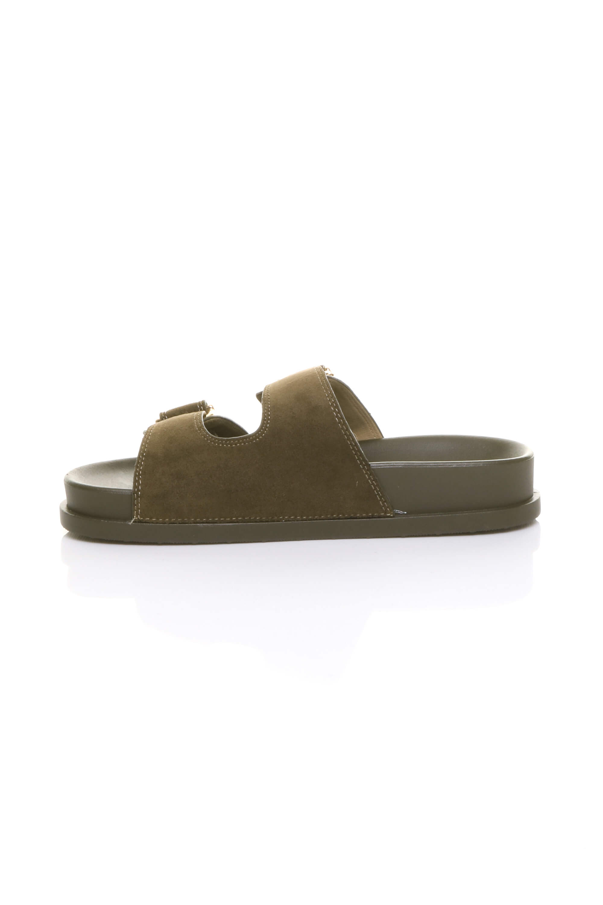 Pale Green AJVANI Pale Green Flatform Double Buckle Footbed Sandals, Image 3 of 4