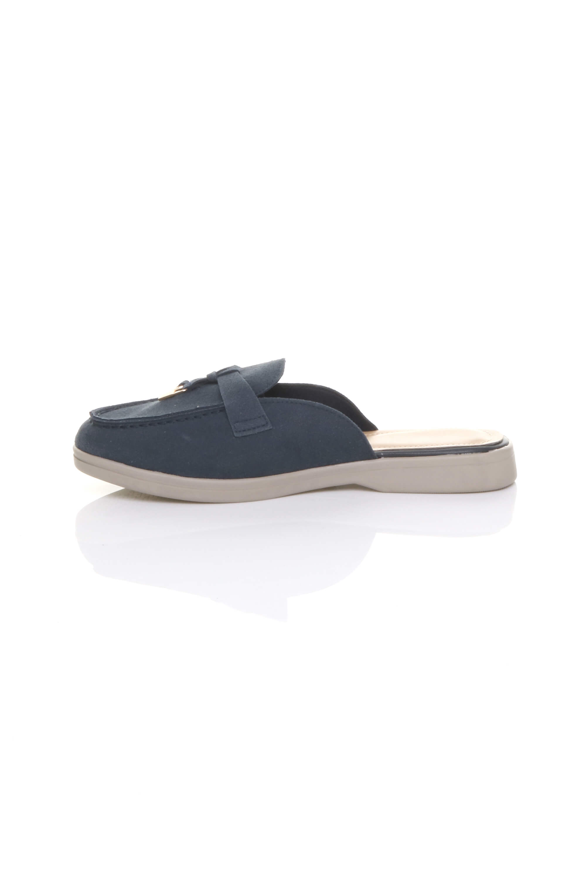 Navy Blue AJVANI Navy Blue Flat Slip On Open Back Loafers Mules, Image 3 of 4