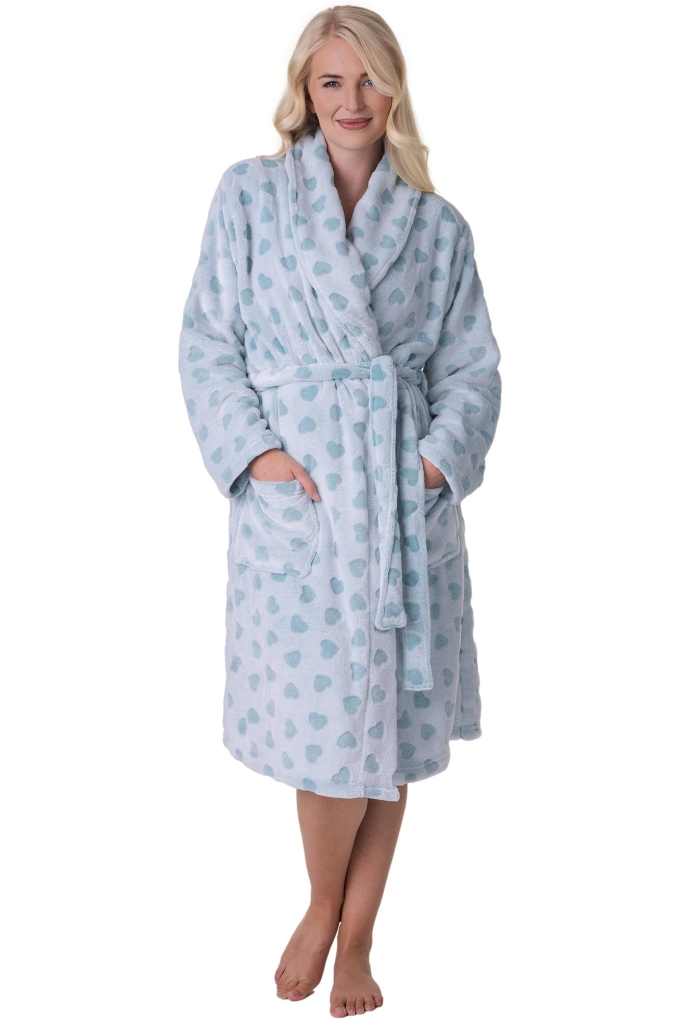 Aqua Camille Lingerie Aqua Supersoft Printed Bathrobe, Image 1 of 5
