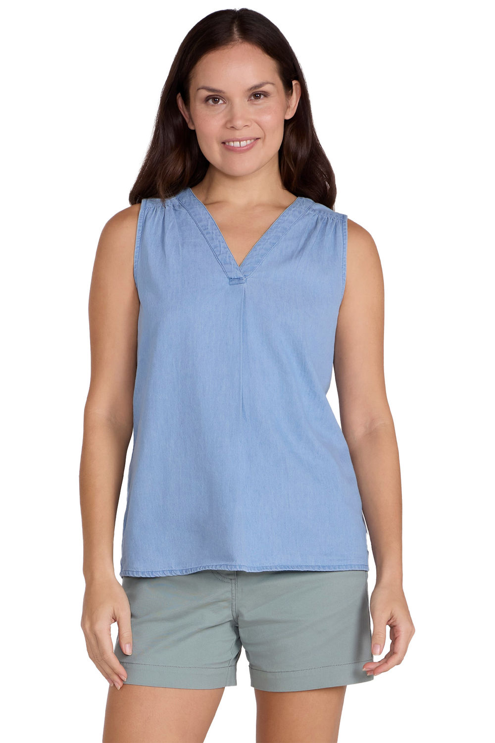 Light Blue Tuscany Chambray Sleeveless Shirt, Image 4 of 4