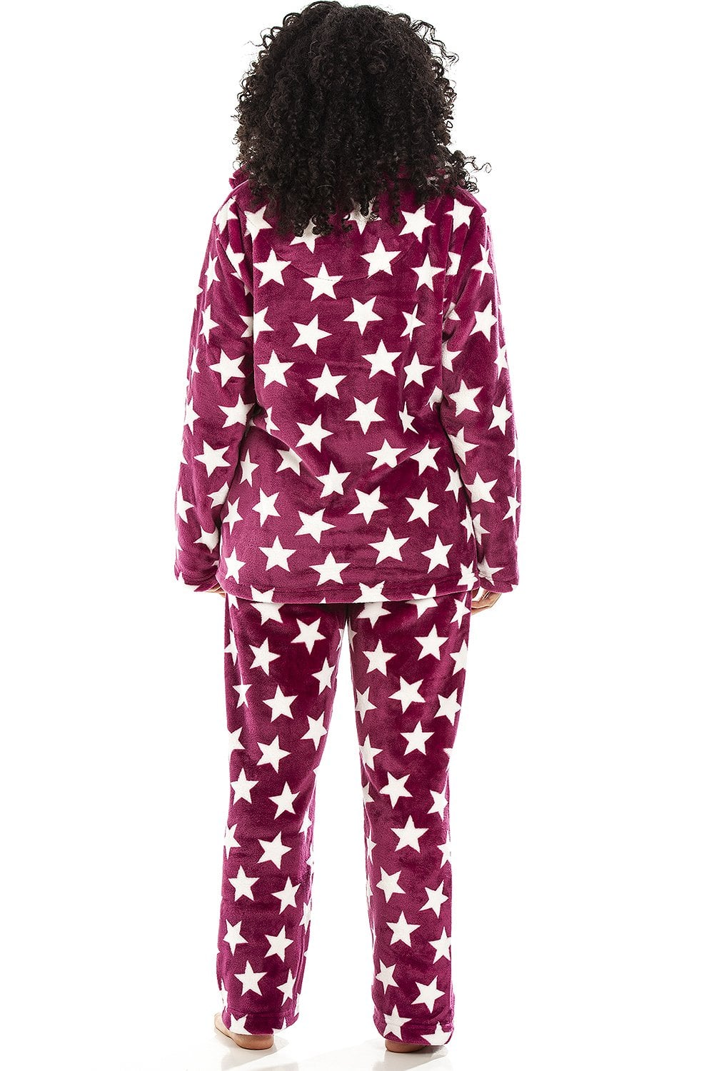 Burgundy Camille Lingerie Burgundy White Star Print Pyjama Set, Image 5 of 5
