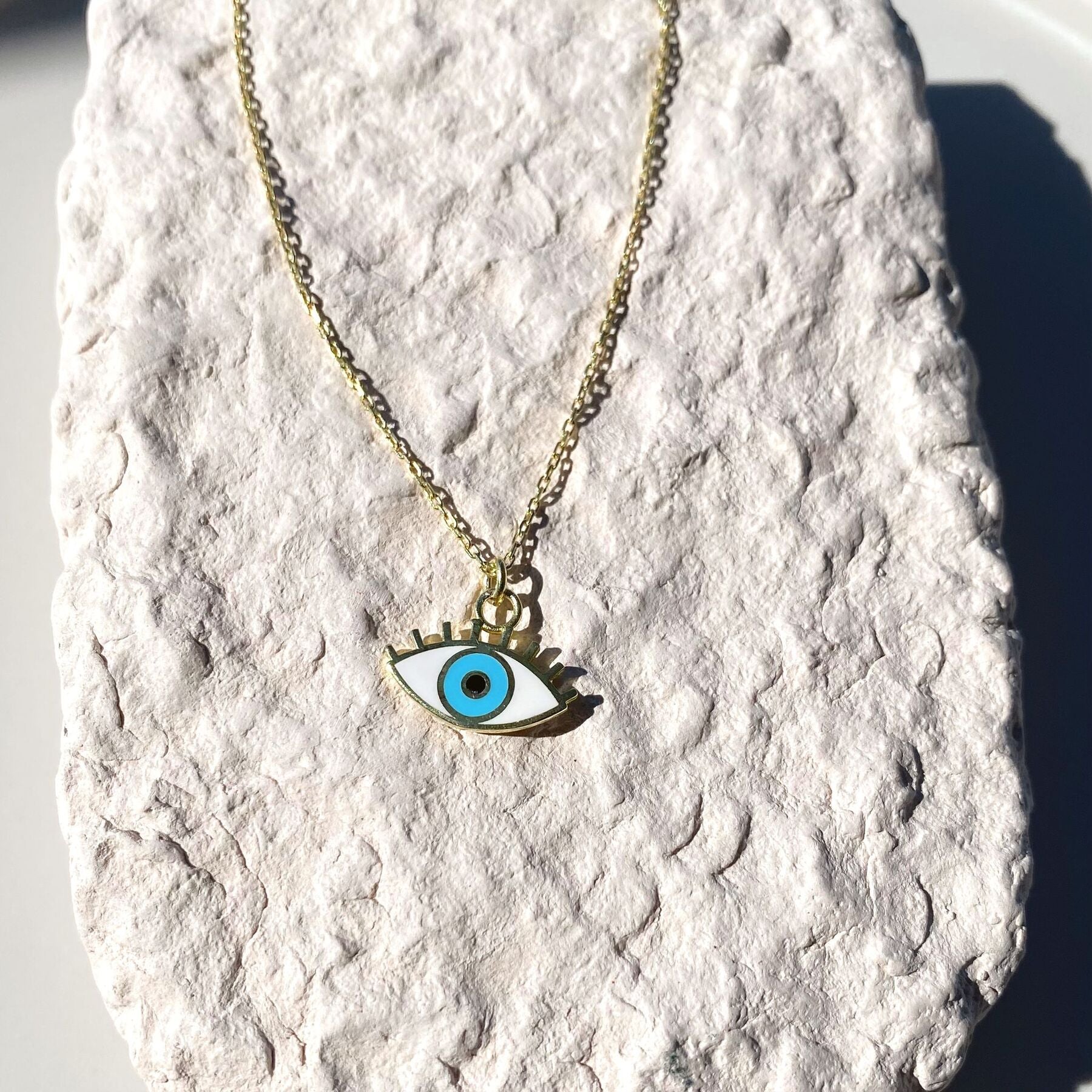 Gold Evil Eye Eyelash Sterling Silver Gold Vermeil Necklace, Image 3 of 3