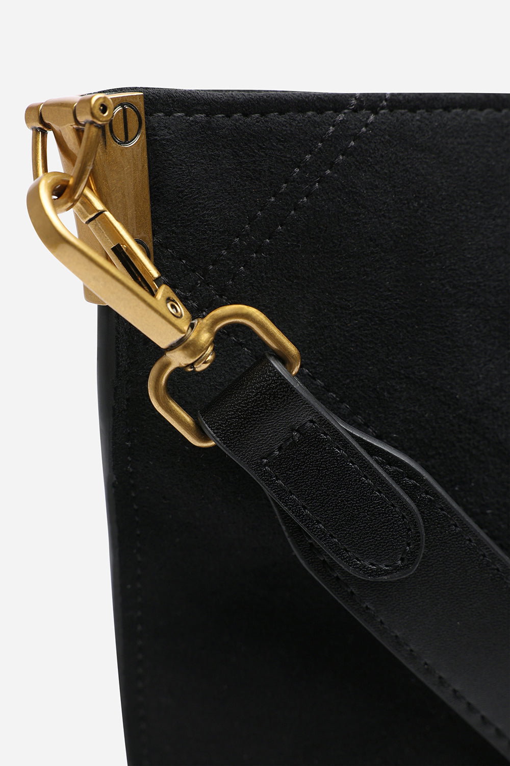 Black Where's That From Black 'Fern' Suede Shoulder Bag with Turn Lock, Image 6 of 7