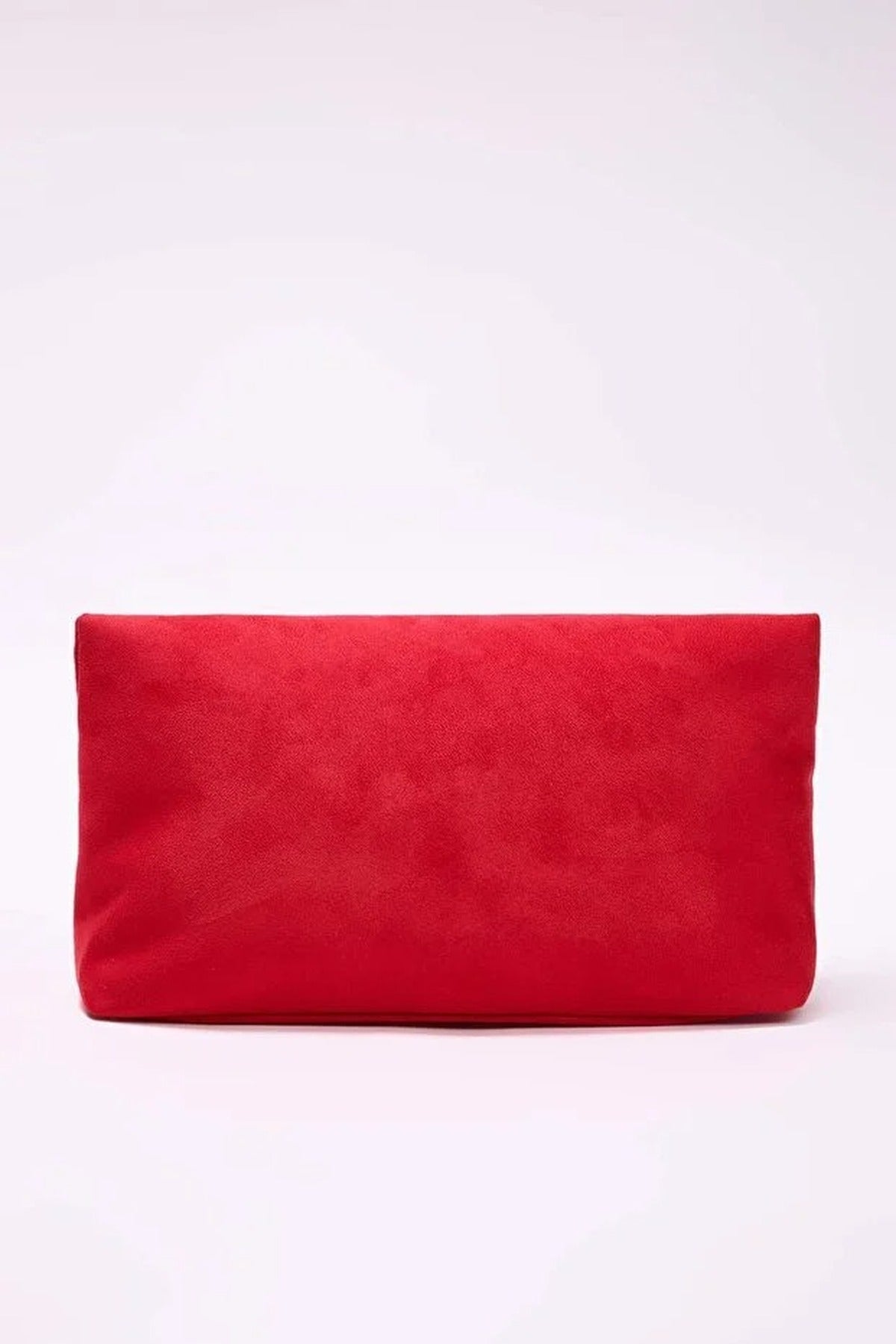 Red Soft Suede Foldover Clutch Bag, Image 4 of 4