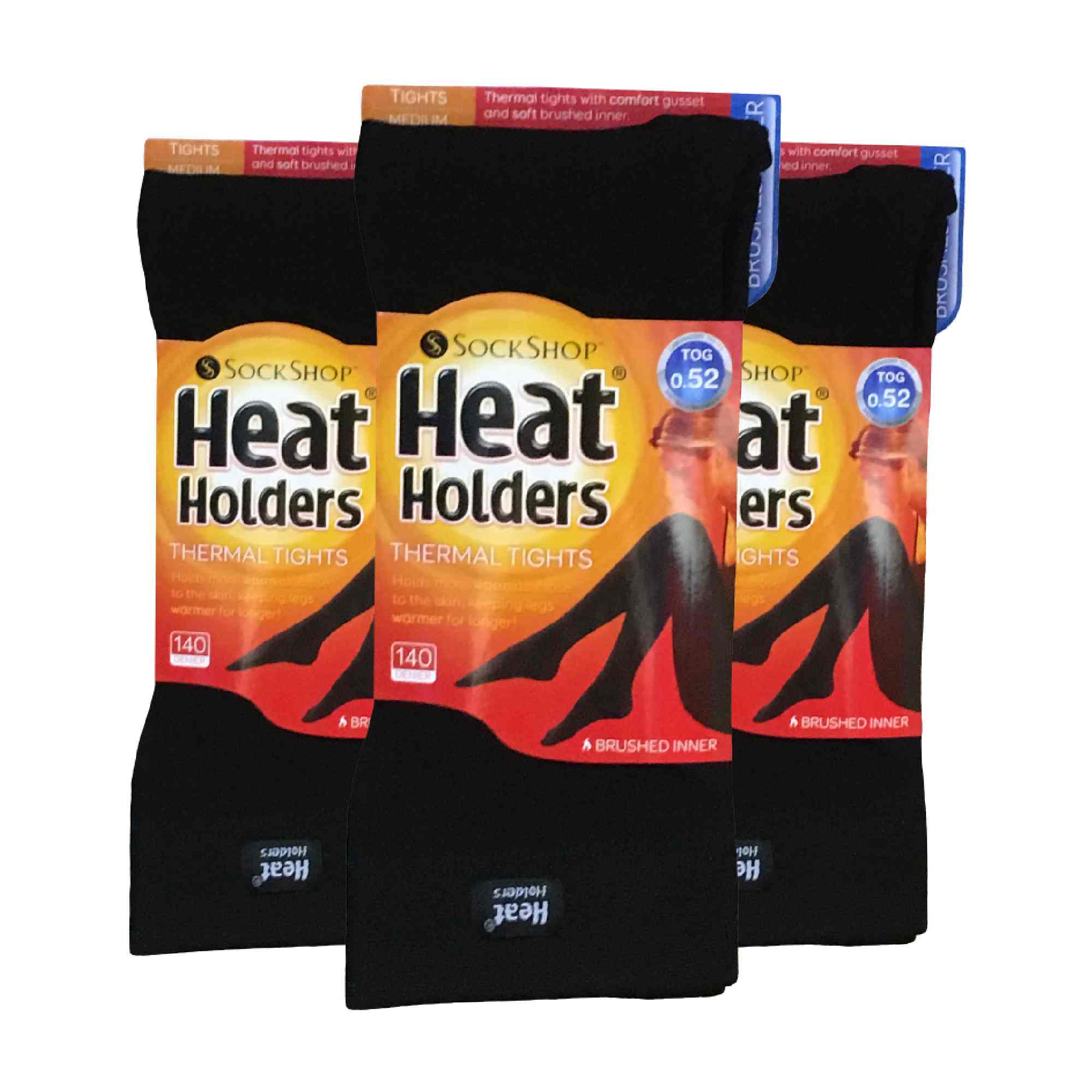 Black 3 Pairs Fleece Lined Thermal Tights, Image 3 of 3