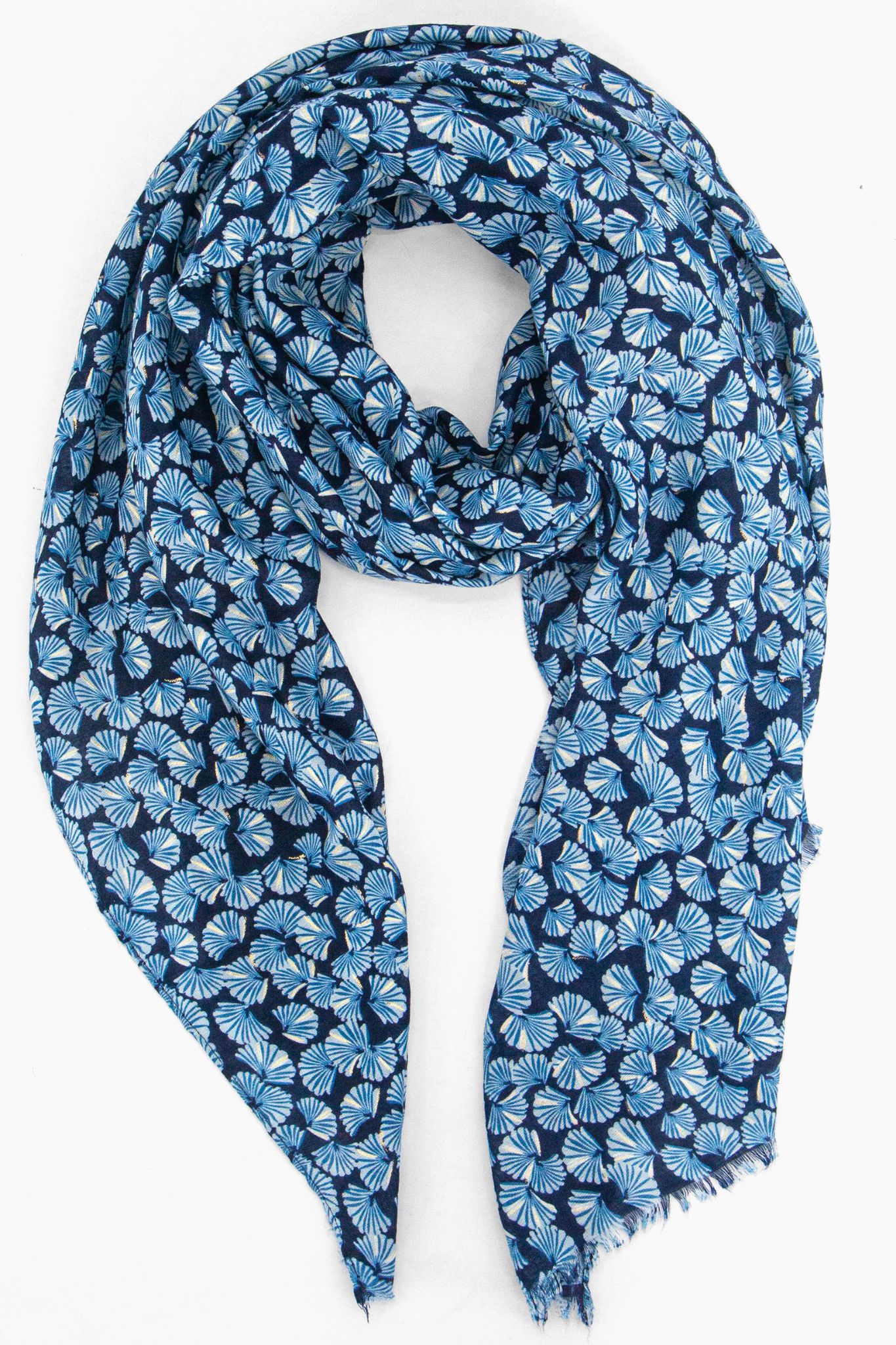 Blue Sarta Blue Retro Fan Lightweight Scarf, Image 1 of 5