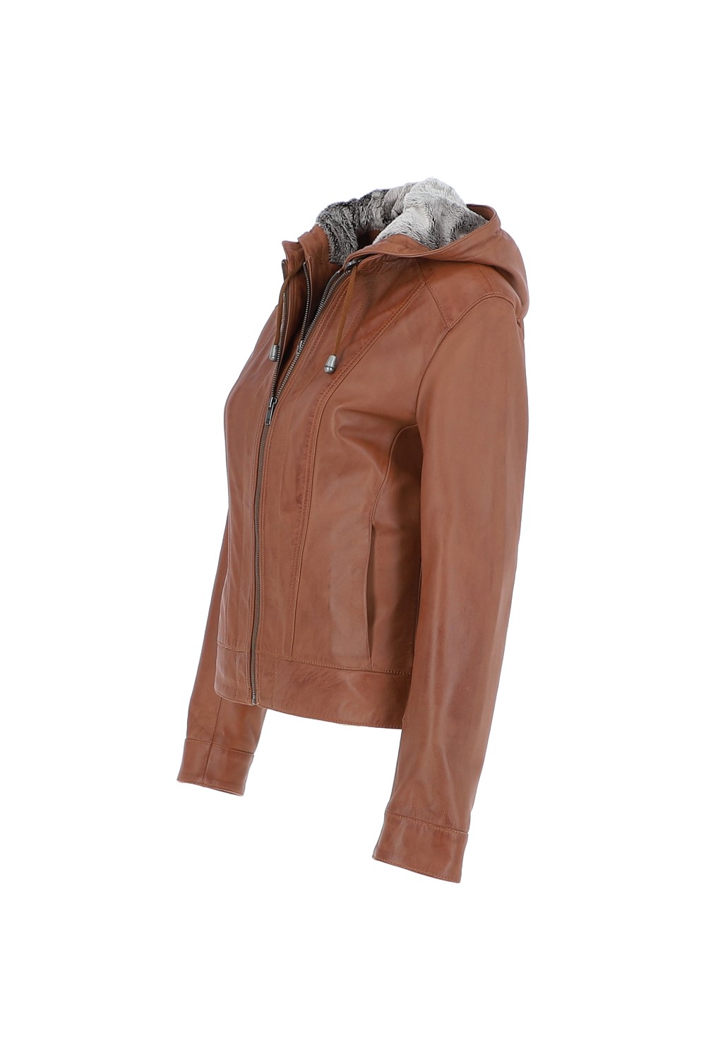 Tan 'Malmo' Two-In-One Detachable Hood Leather Jacket, Image 4 of 6