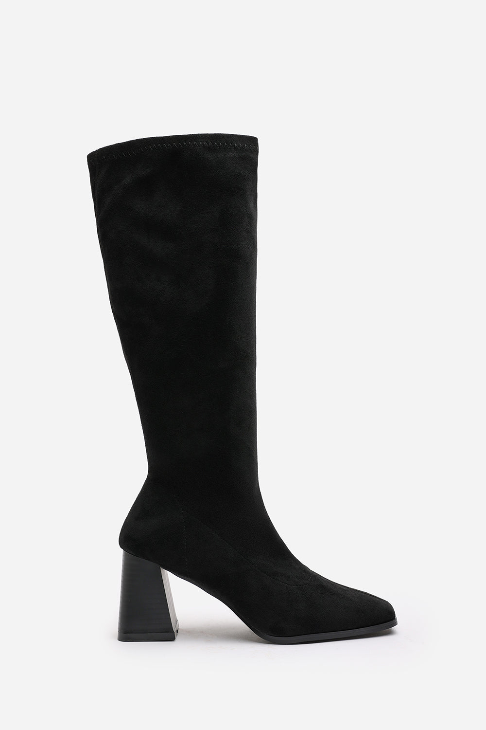 Black 'Yasmine' Stretch Calf Block Heel Boots, Image 2 of 5