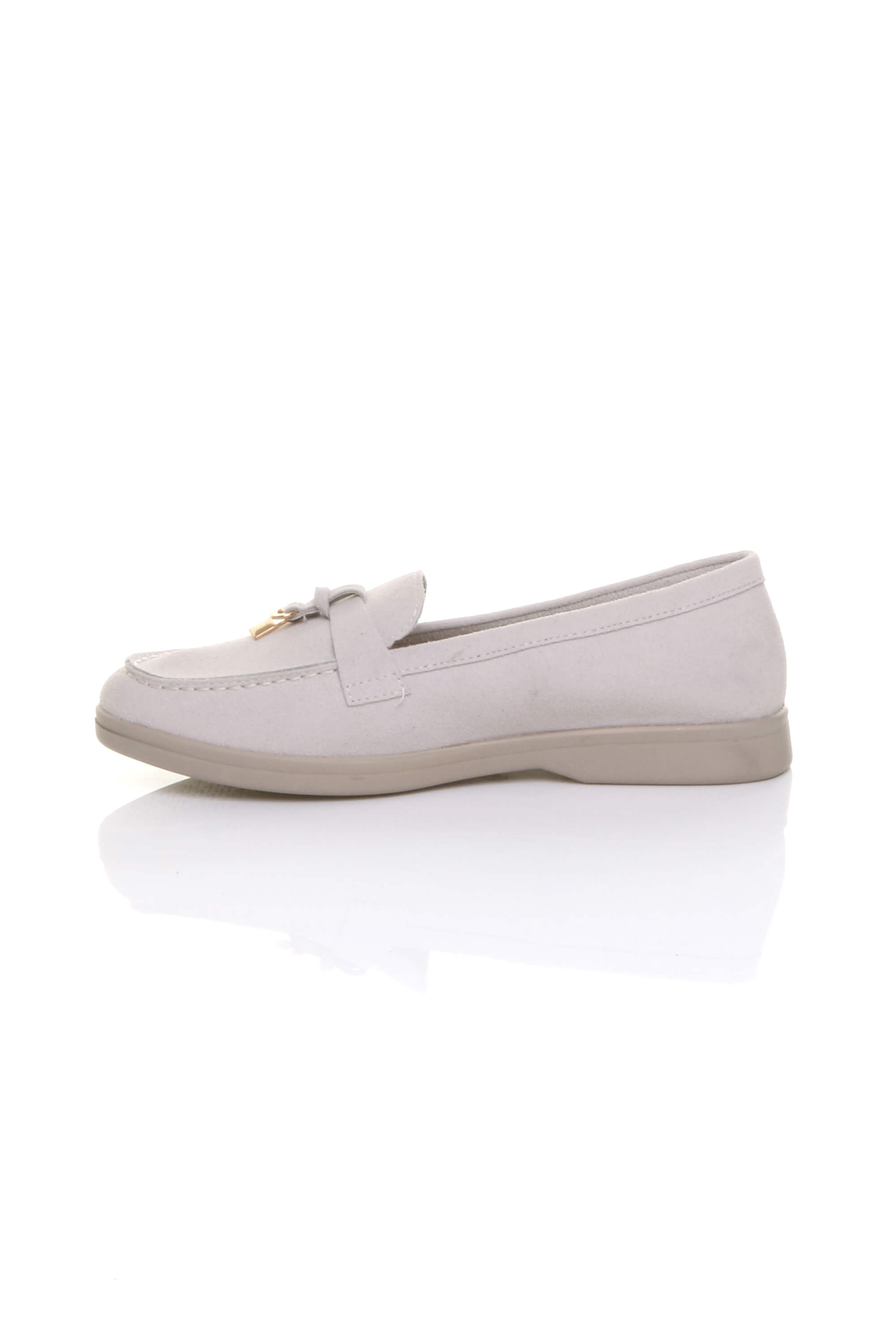 Light Grey AJVANI Light Grey Flat Slip On Smart Loafers, Image 3 of 4