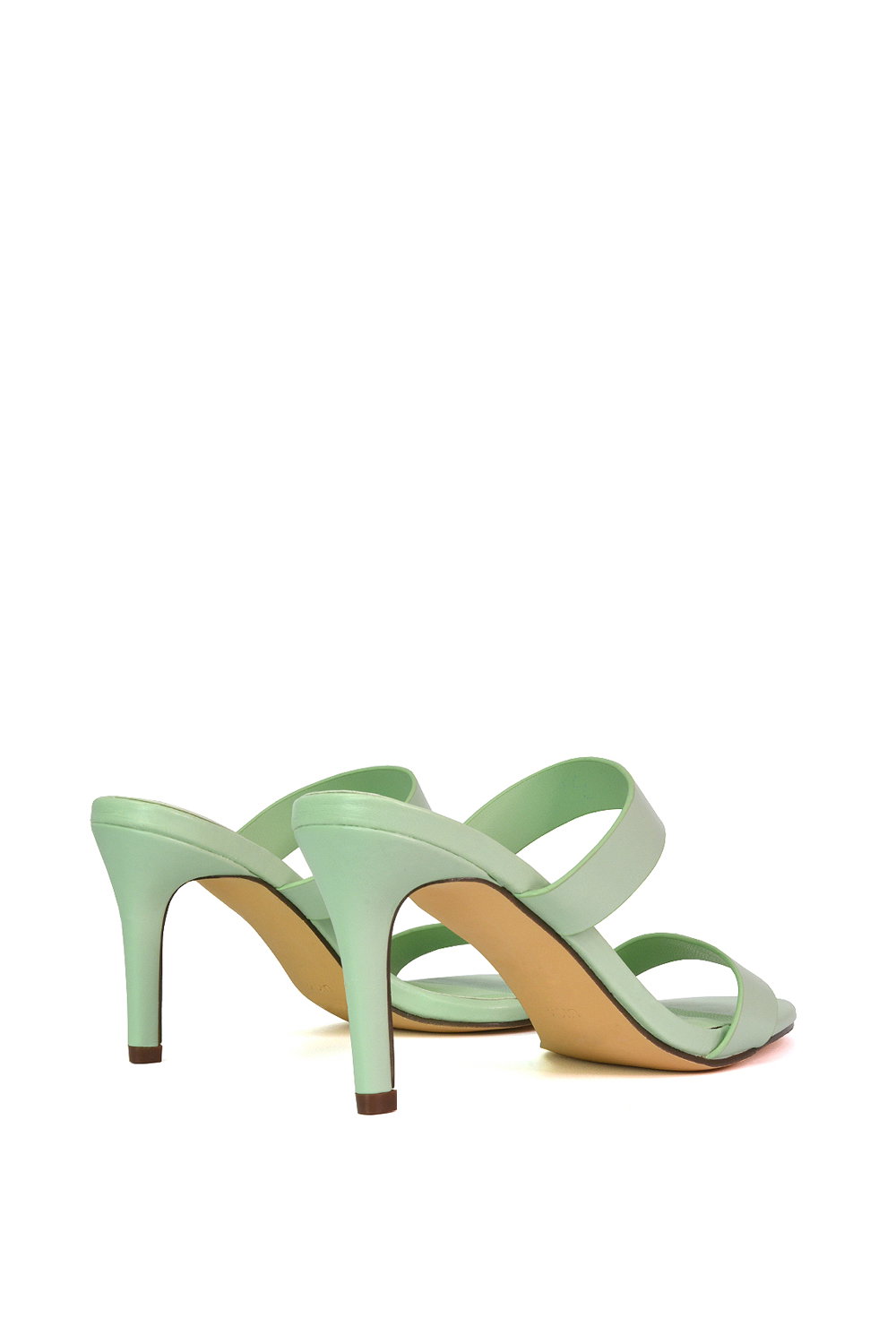 Green XY LONDON Green 'Wolf' Round Toe Double Strap Stiletto High Heel Mule Sandals, Image 5 of 5