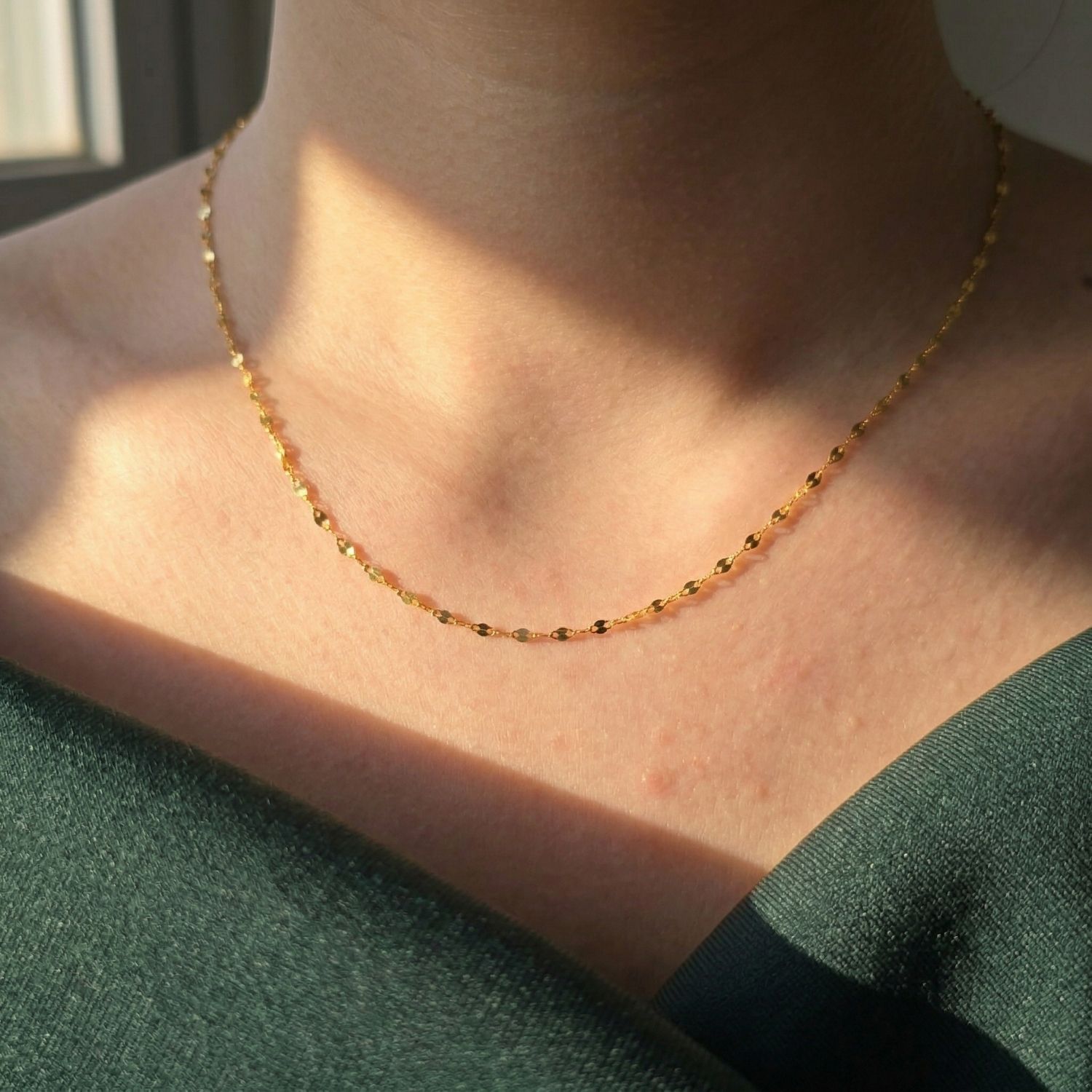 Gold Dainty Glitter Shiny Sparkle Gold Plated Chain, Image 3 of 4