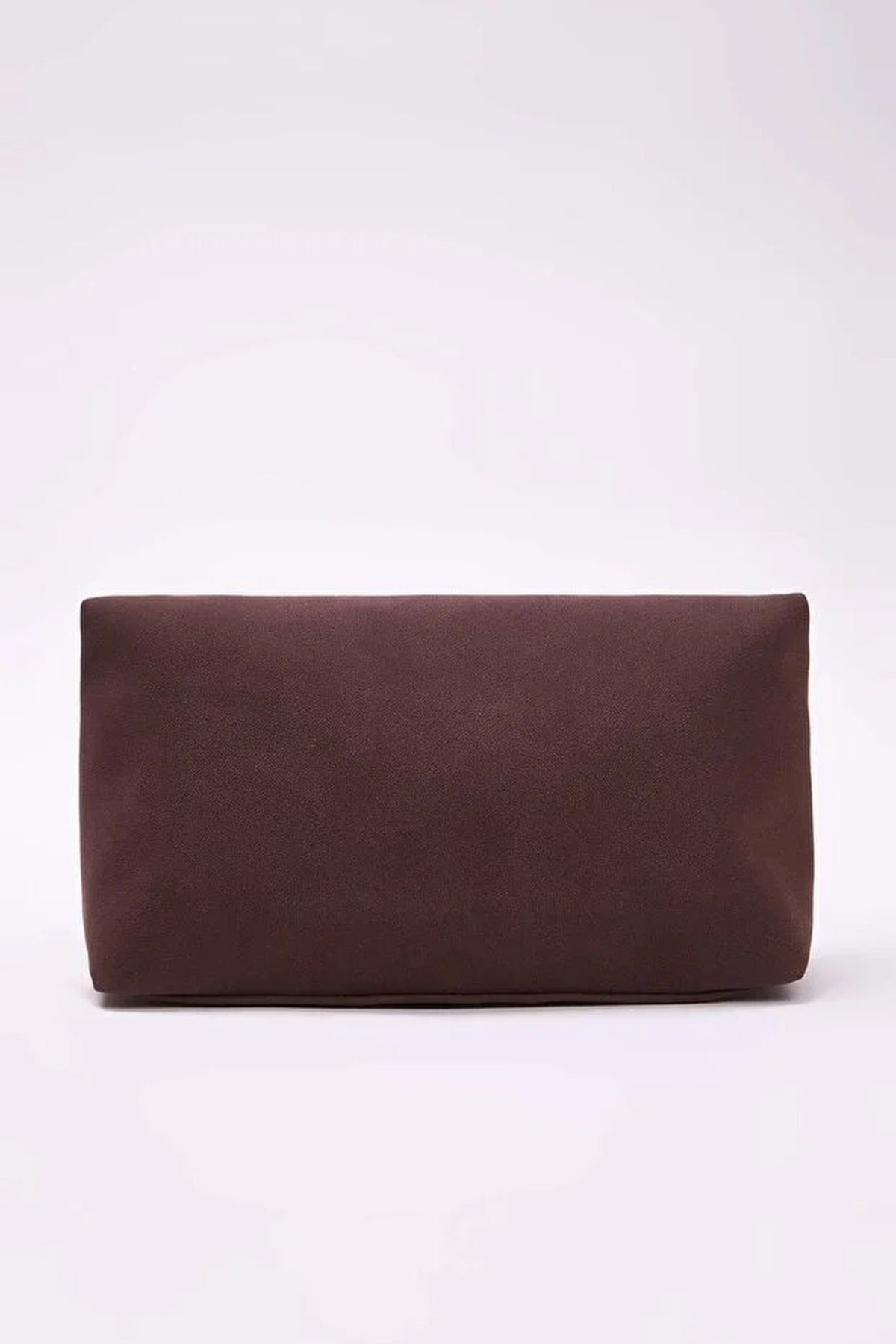 Brown WOVCOR Brown Soft Suede Foldover Clutch Bag, Image 5 of 5