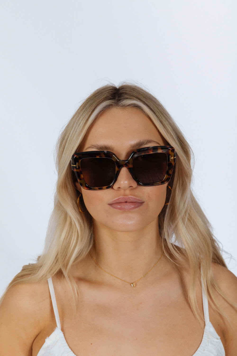 Brown SVNX Brown Bold Square Sunglasses in Leopard Brown, Image 3 of 6