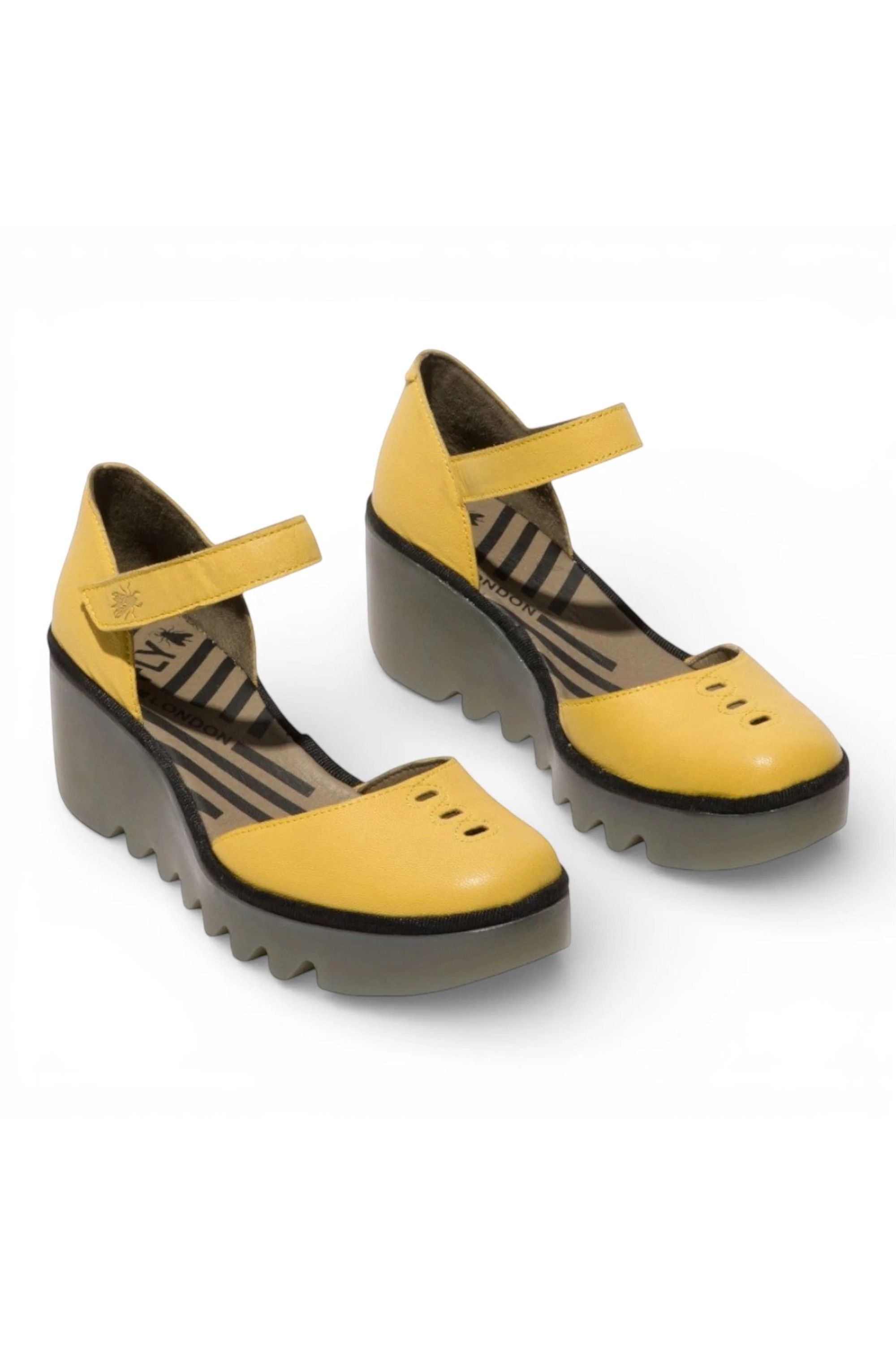 Yellow Womens Durable Wedge Sandals-BISO305FLY, Image 2 of 4