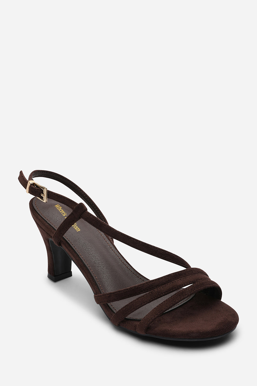 Dark Brown 'Mykonos' Mutli Strap Slingback Low Block Heel, Image 3 of 6