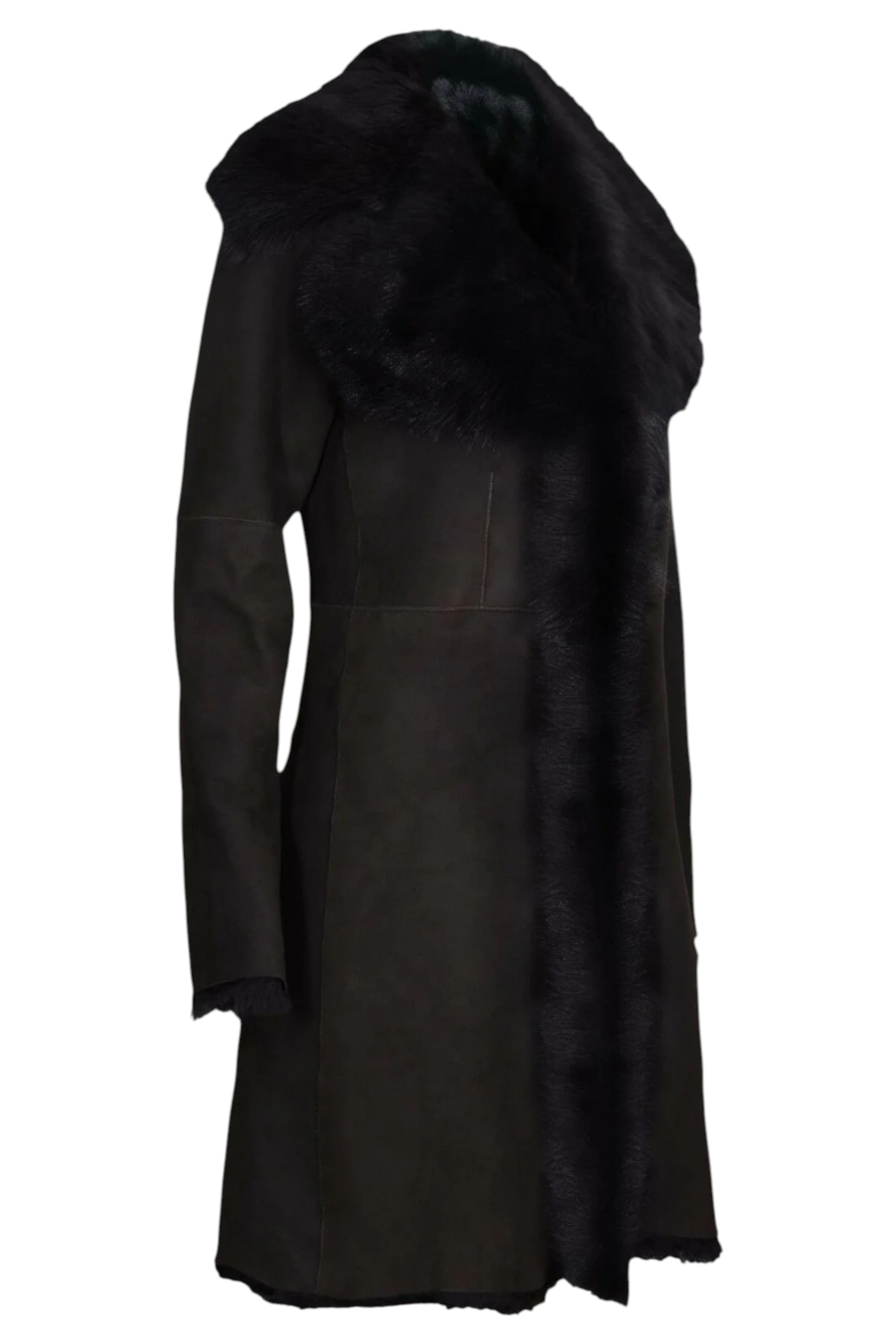 Dark Brown Toscana Sheep Suede Leather Trench Coat, Image 5 of 8