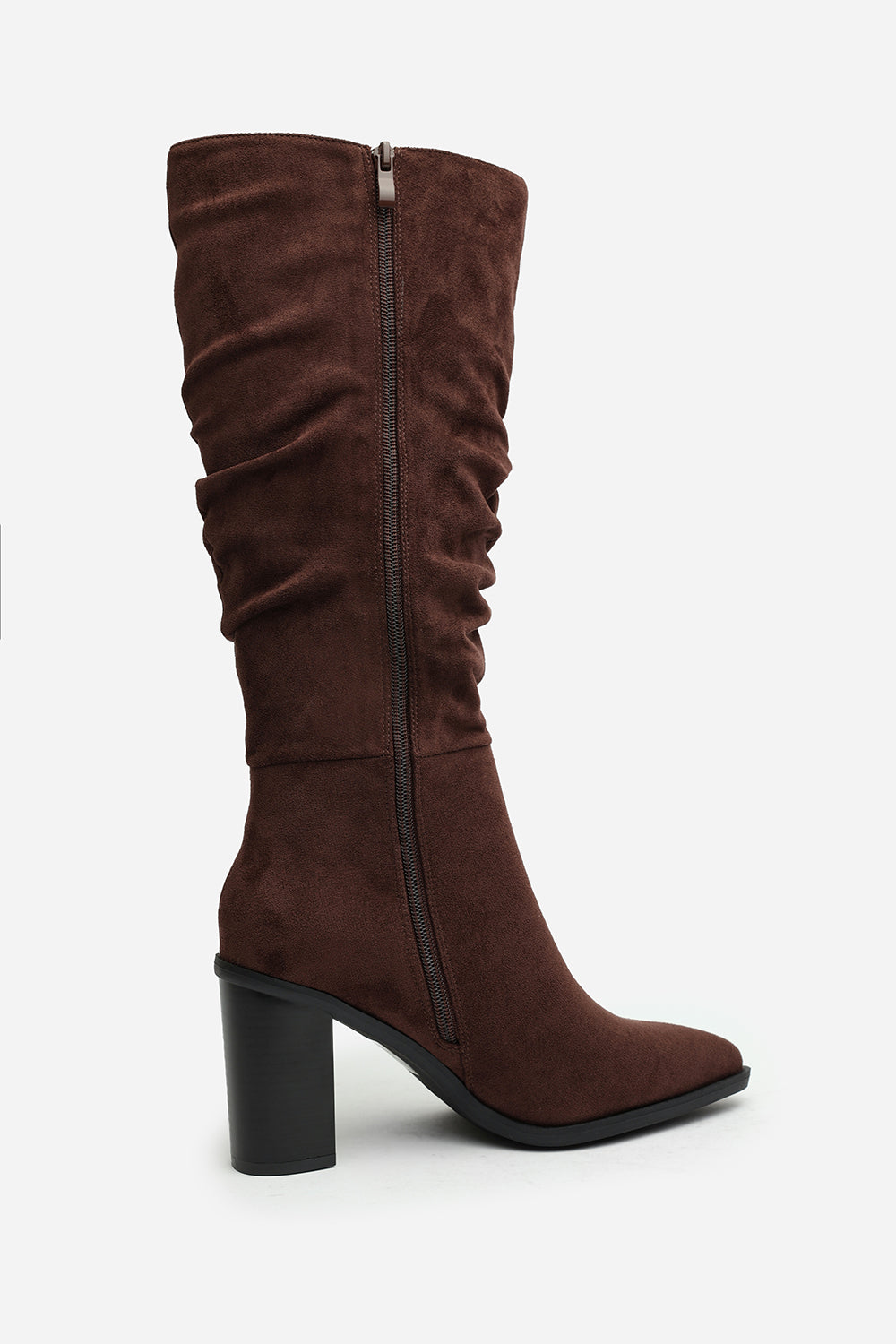 Dark Brown 'Quilla' Slouch Knee High Boots with Block Heel, Image 5 of 6