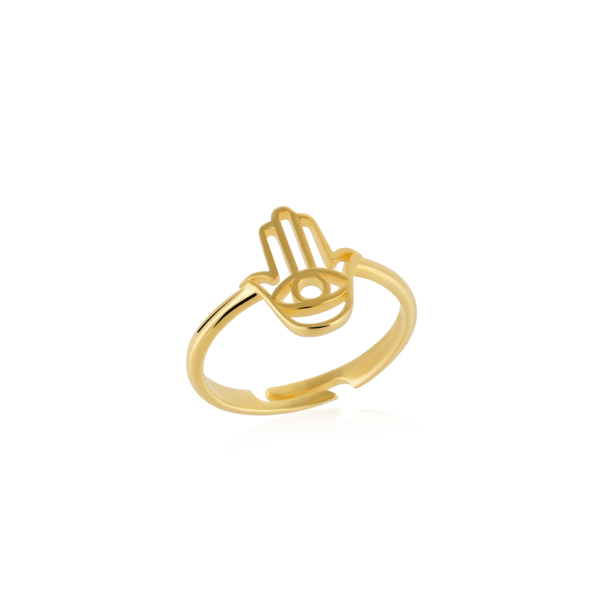Gold Spero Gold Hamsa Hand Adjustable Ring in Sterling Silver, Image 1 of 3