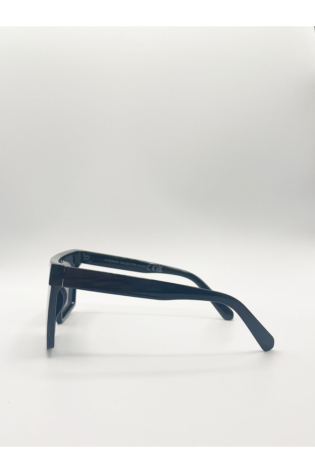 Black Black Oversized Flat Top Square Frame Sunglasses, Image 3 of 4