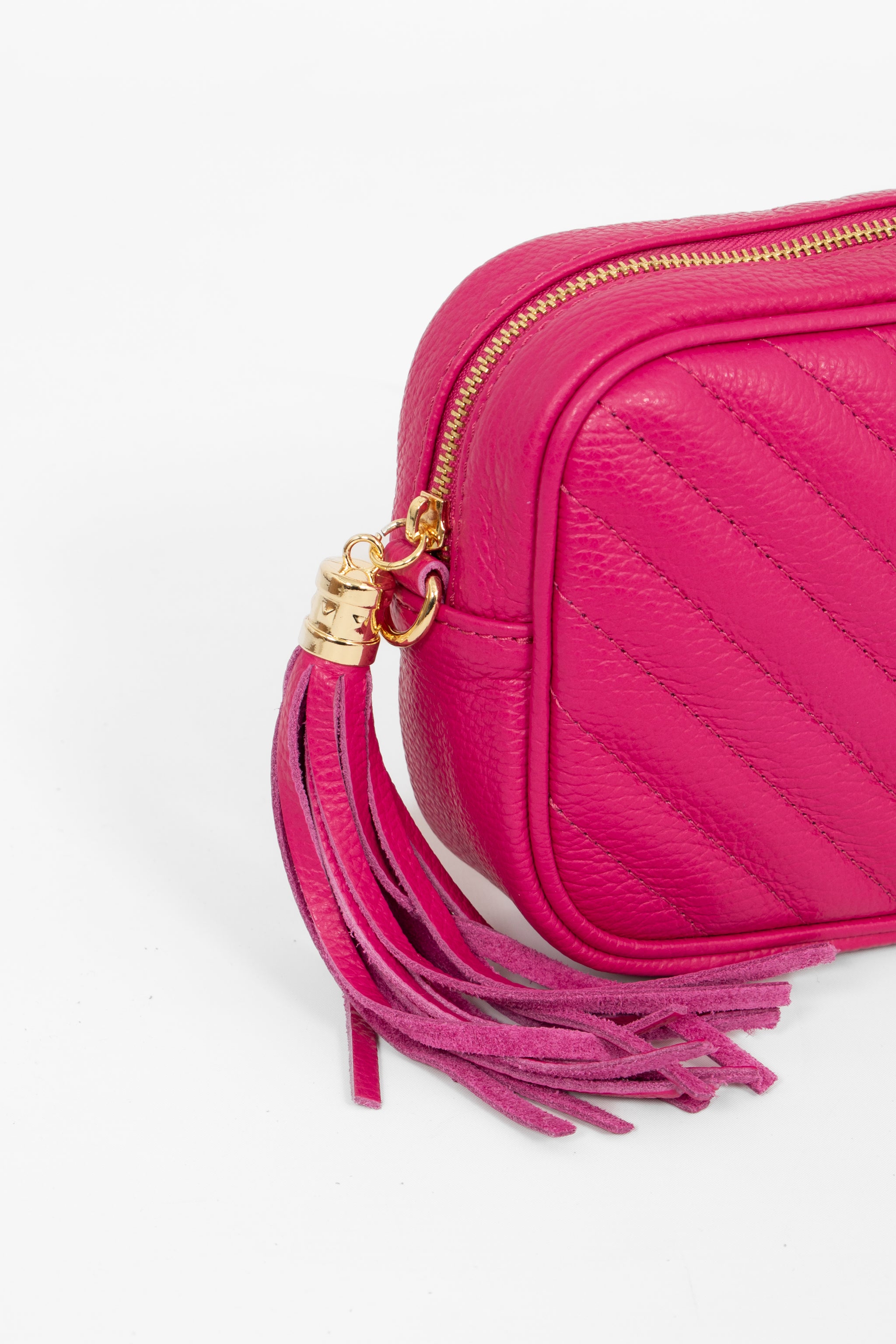 Pink Italian Leather Chevron Crossbody Bag, Image 2 of 2