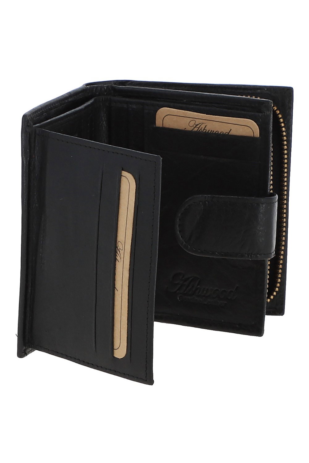 Black Ashwood Leather Black 'G-Purse' Vintage Wash Real Leather Wallet Purse, Image 3 of 3