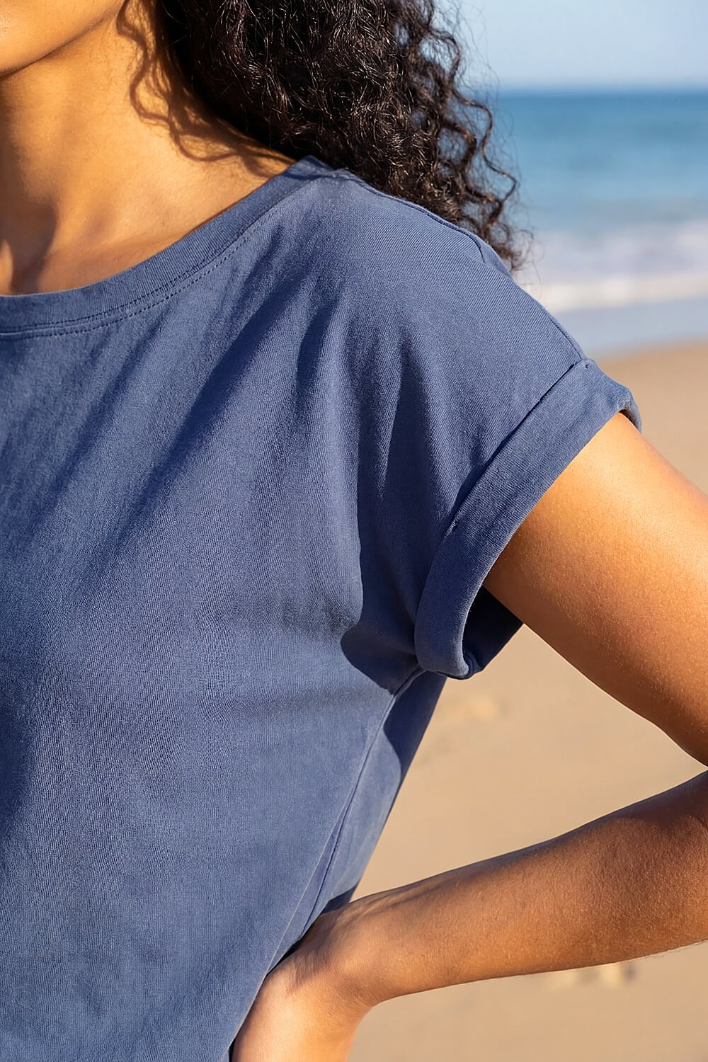 Denim Plain Stretch Cotton Jersey T-Shirt, Image 5 of 4