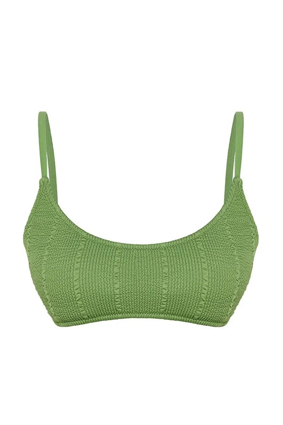 Green Textured Padded Bralette Bikini Top, Image 2 of 4