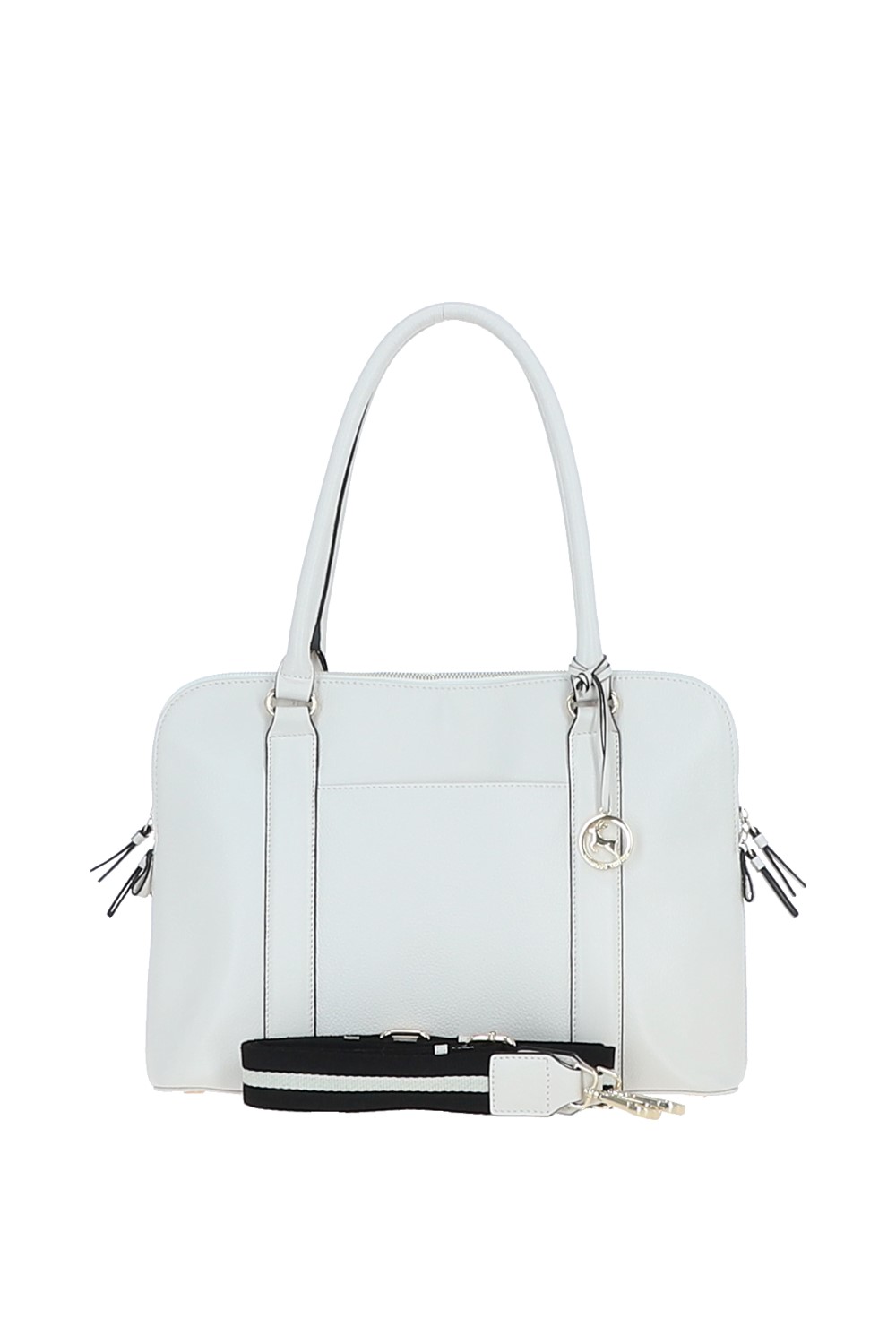 White Ashwood Leather White 'Cuore di Cuoio' 3 Section Large Leather Handbag, Image 1 of 4
