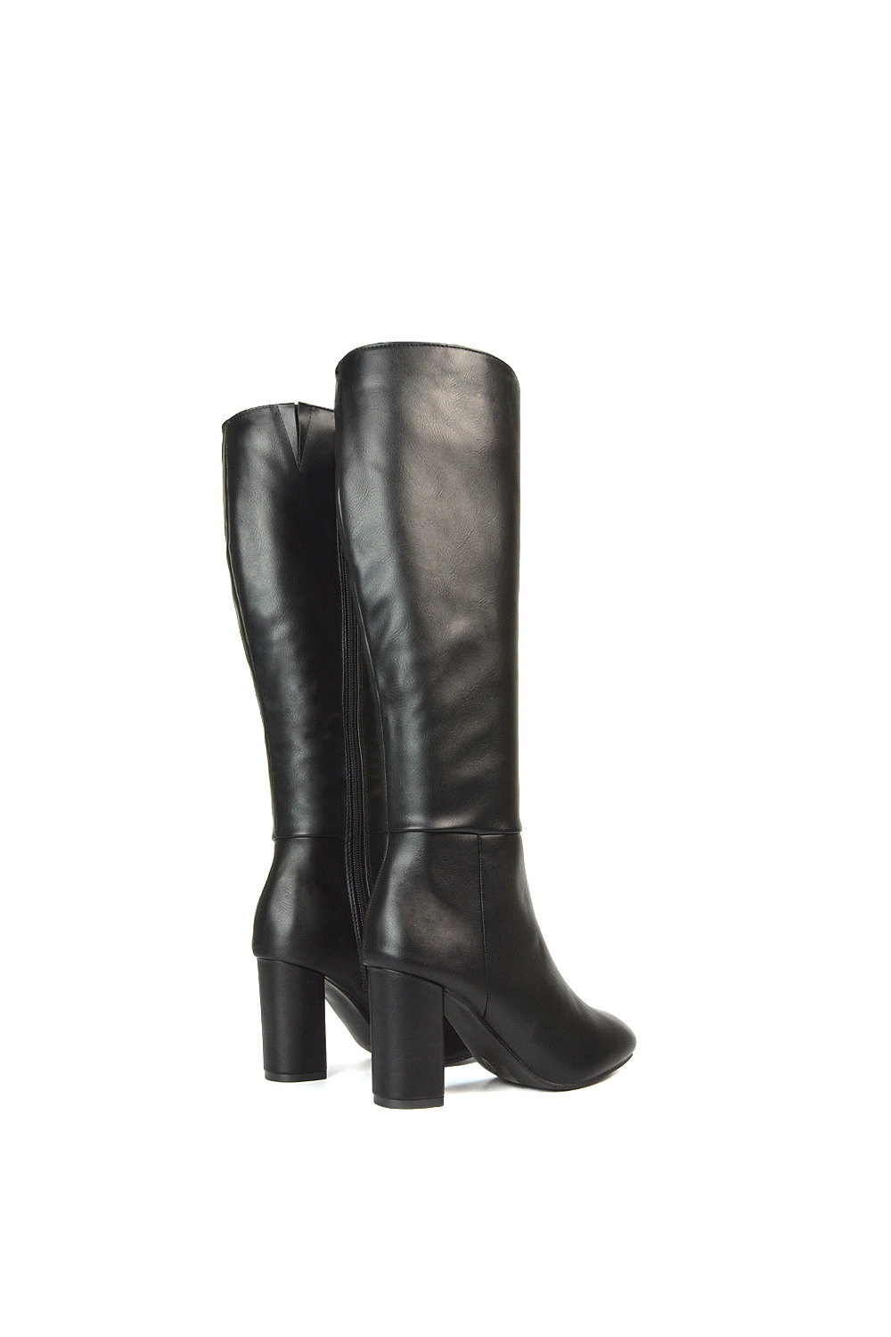Black XY LONDON Black 'Jen' Knee High Block Heeled Boots With Zip Fastening, Image 6 of 6