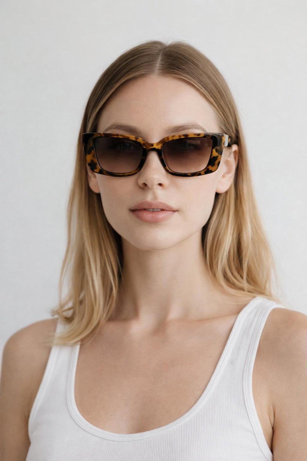 Brown Rectangle Cateye Side Detail Sunglasses In Leopard, Image 3 of 5