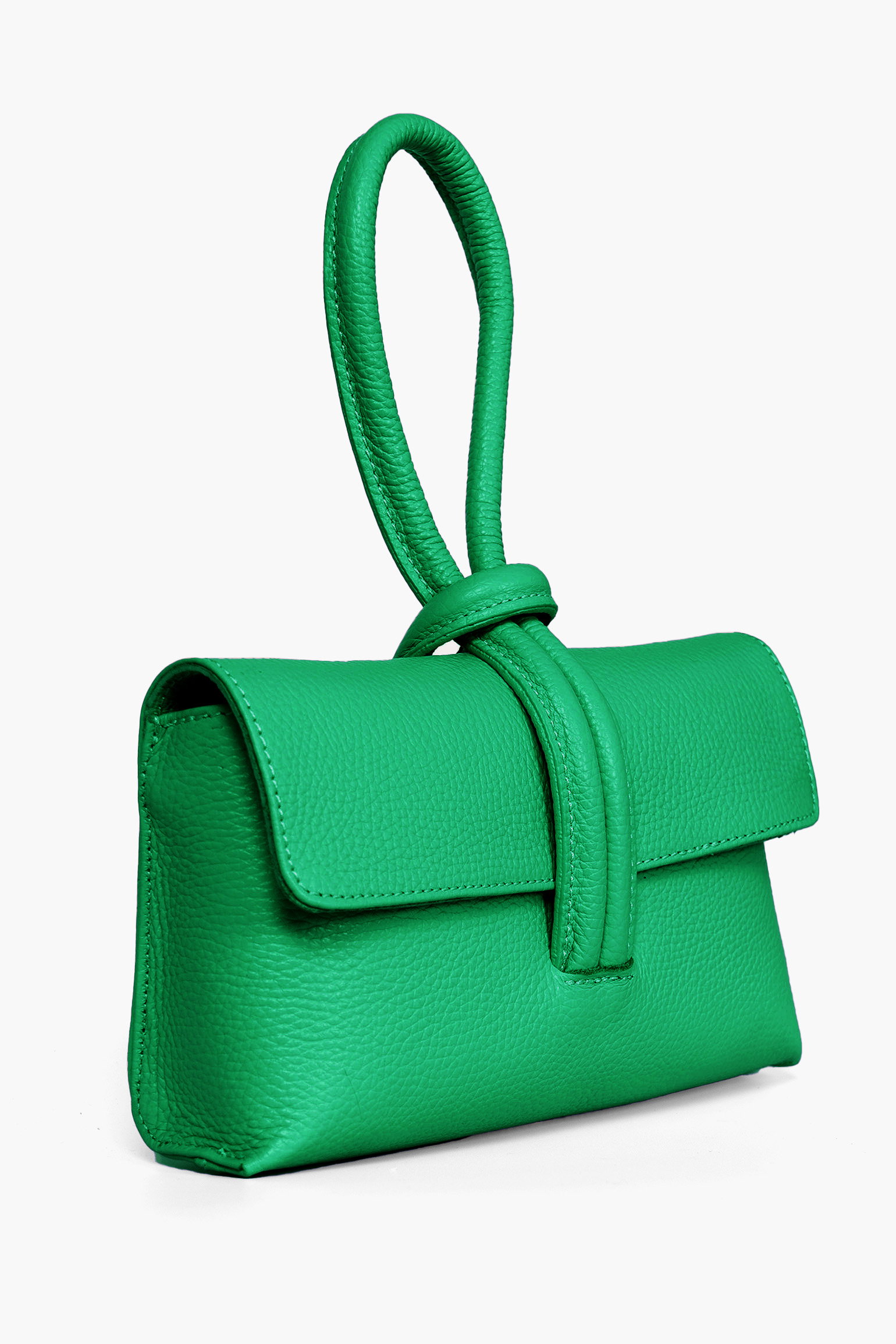 Green Sarta Green Italian Leather Wristlet Clutch Bag, Image 3 of 4