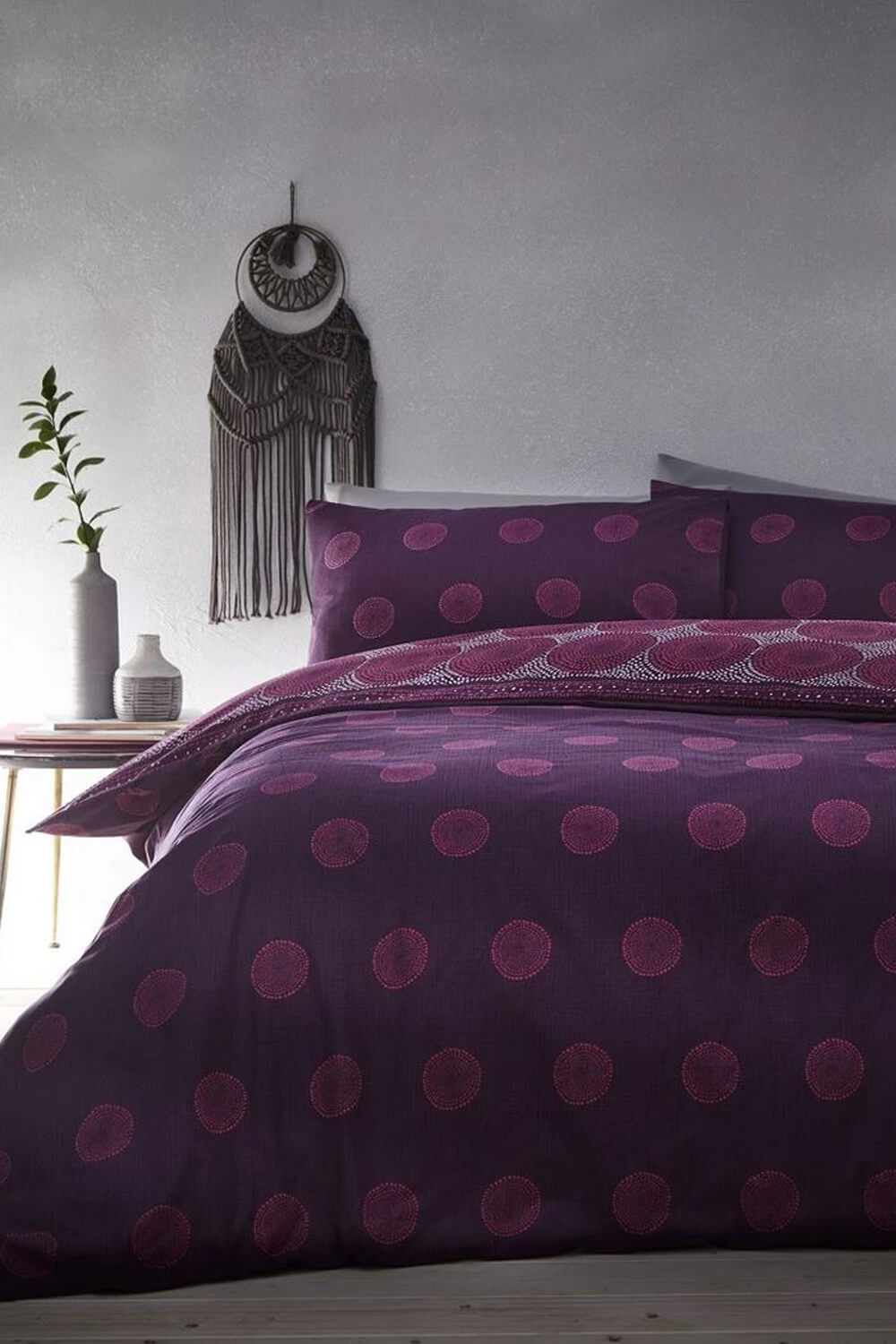 Plum King Size Joel Duvet Cover Set, Image 1 of 2