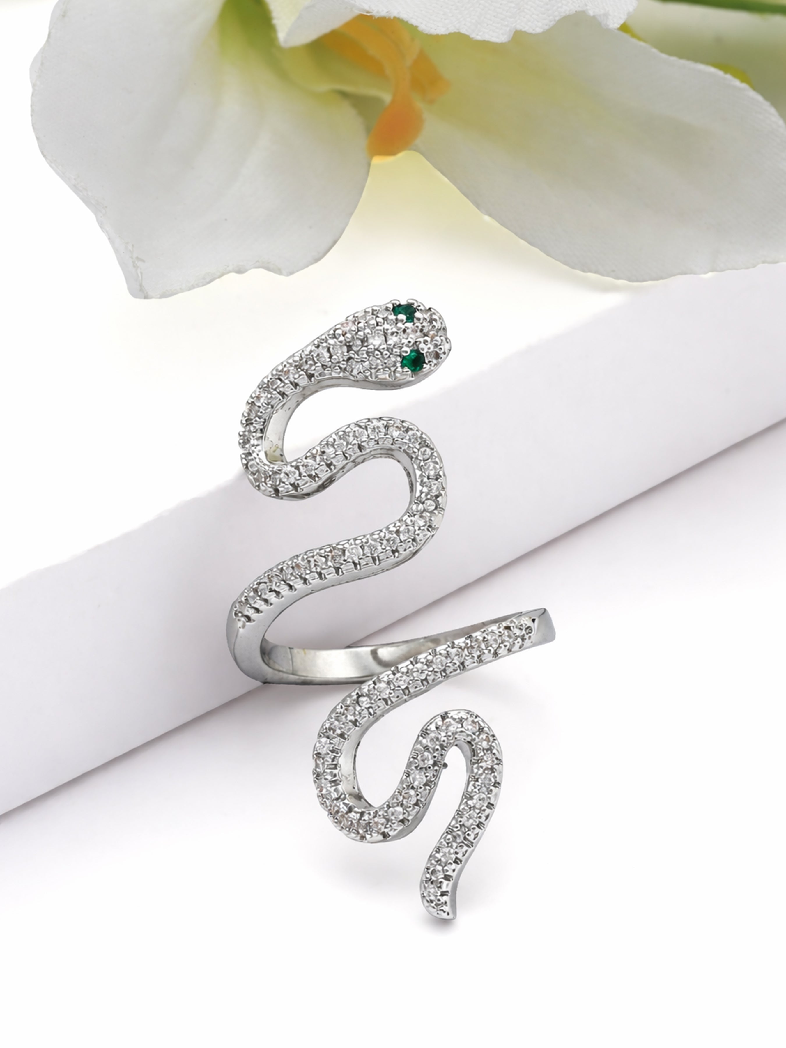 Silver Pavé Snake Coiled Ring, Image 3 of 3