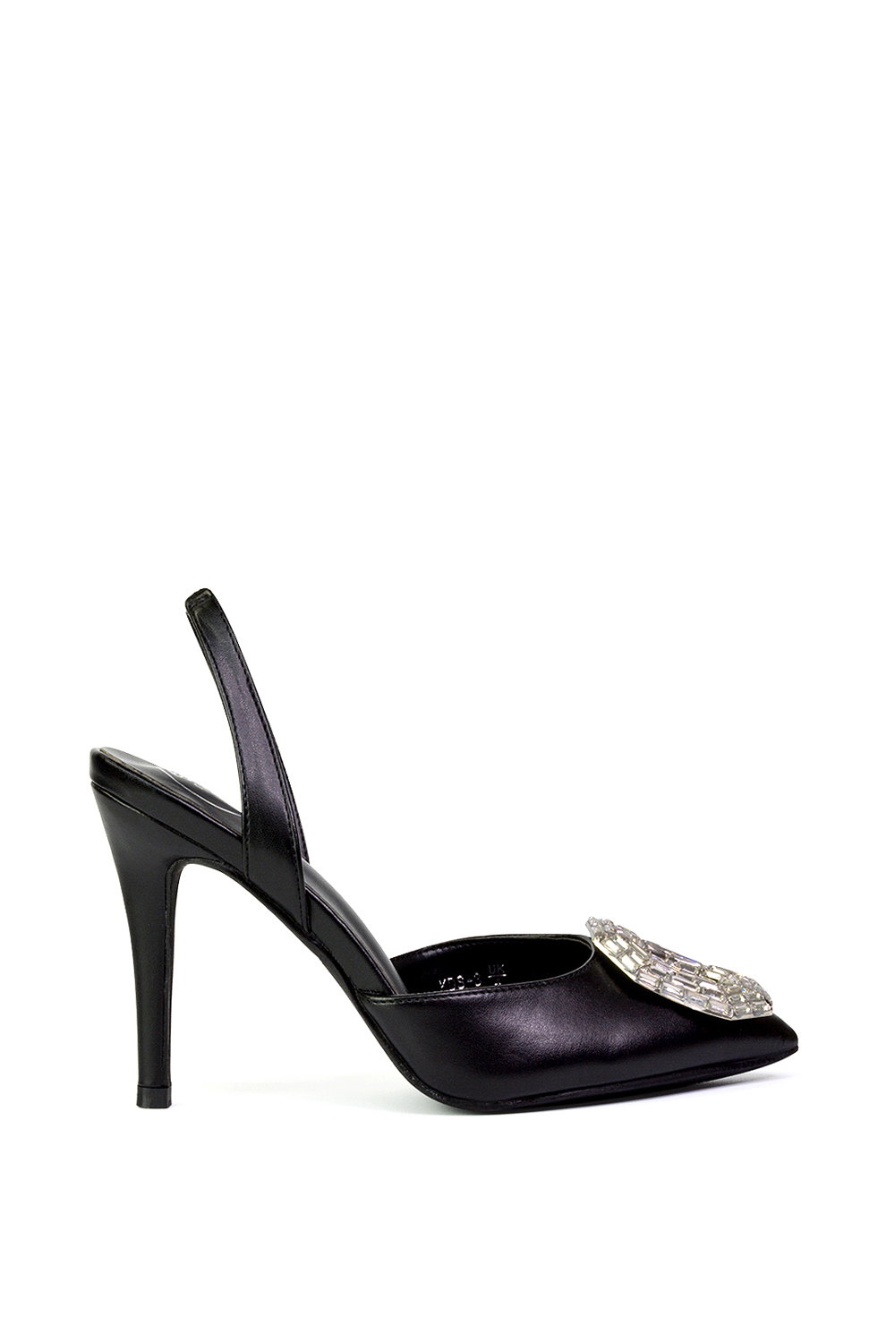 Black 'Issy' Sling Back Strappy Pointed Toe Stiletto High Heel Court Shoes