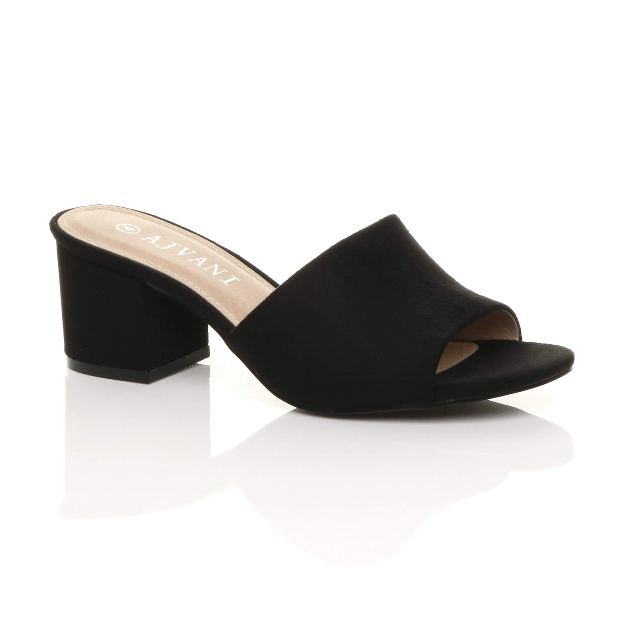 Purple Mid Block Heel Peep Toe Mules Sandals