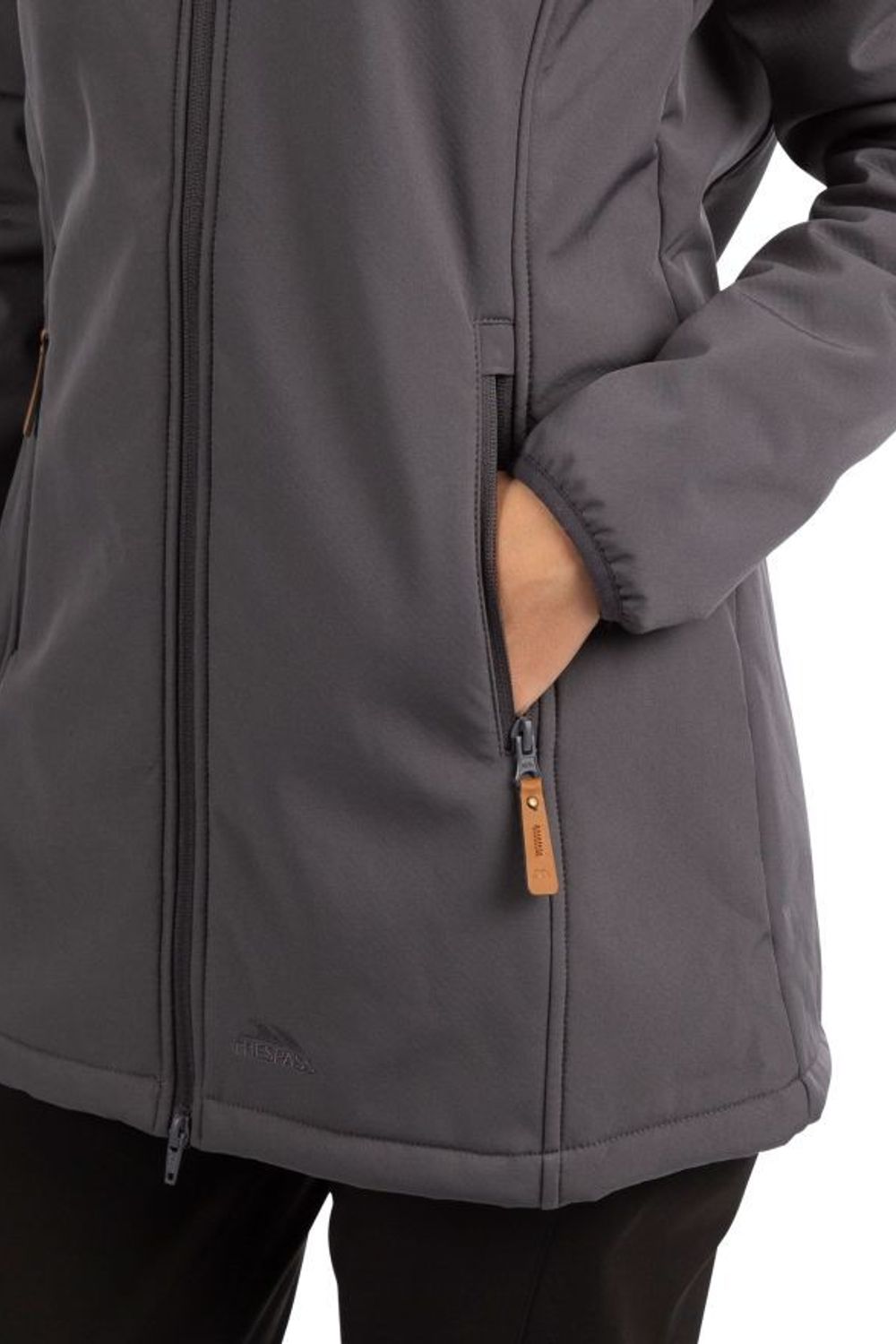 Charcoal Kristen Long Hooded Waterproof Jacket, Image 6 of 8