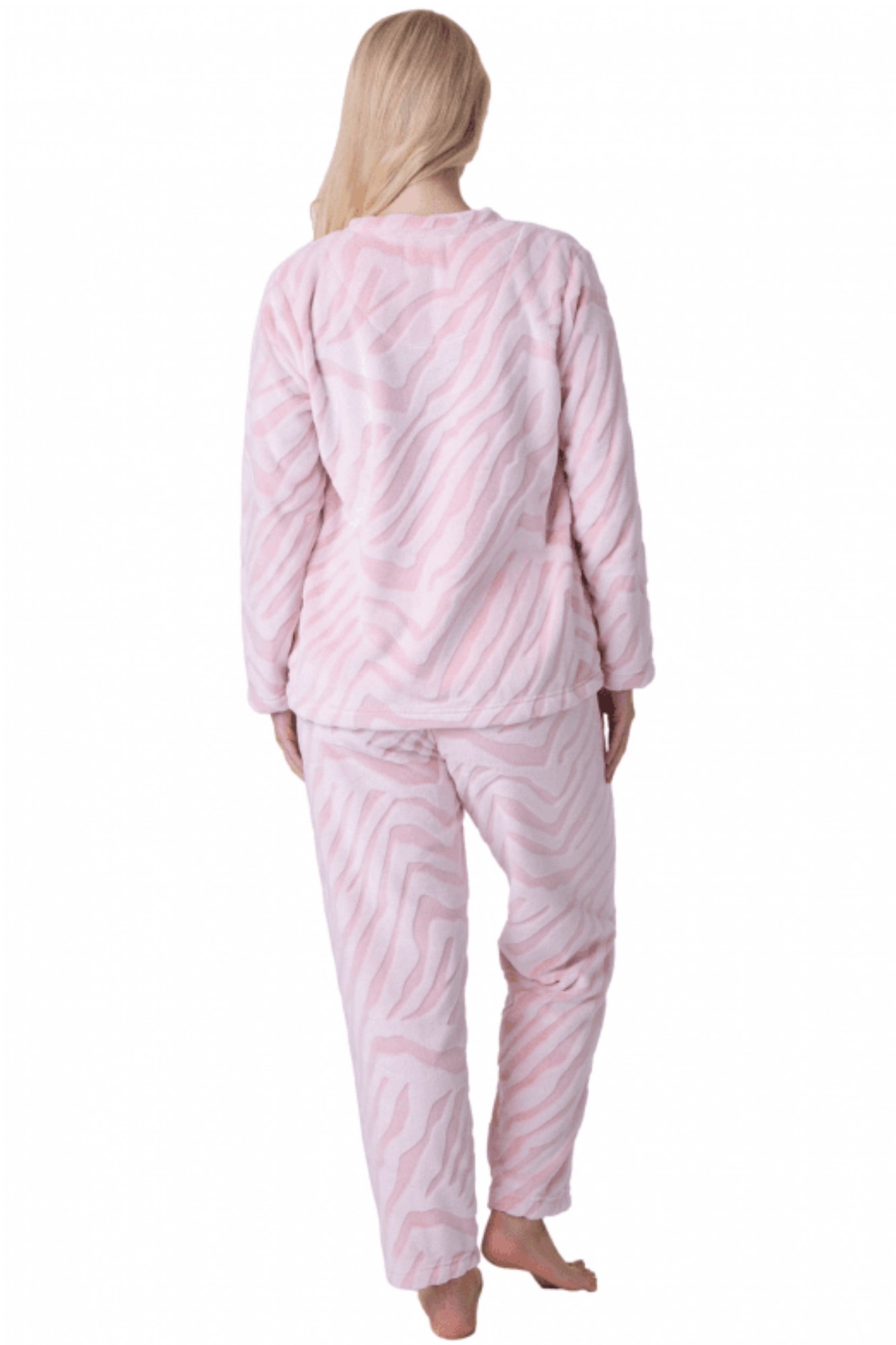 Pink Camille Lingerie Pink Supersoft Printed Full Length Pyjama Set, Image 3 of 5