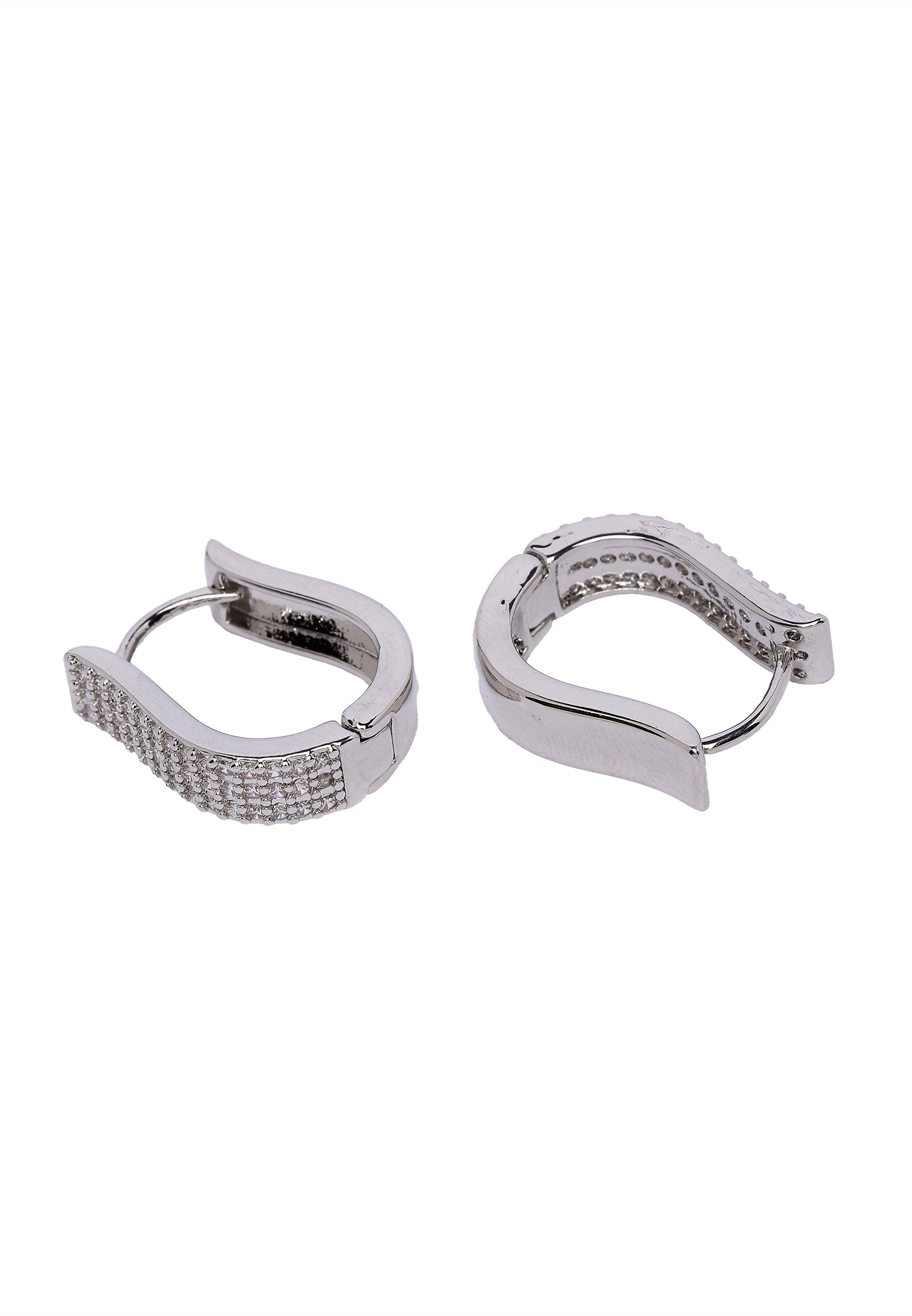 Silver Radiant Rectangle Hoop Earrings, Image 4 of 6