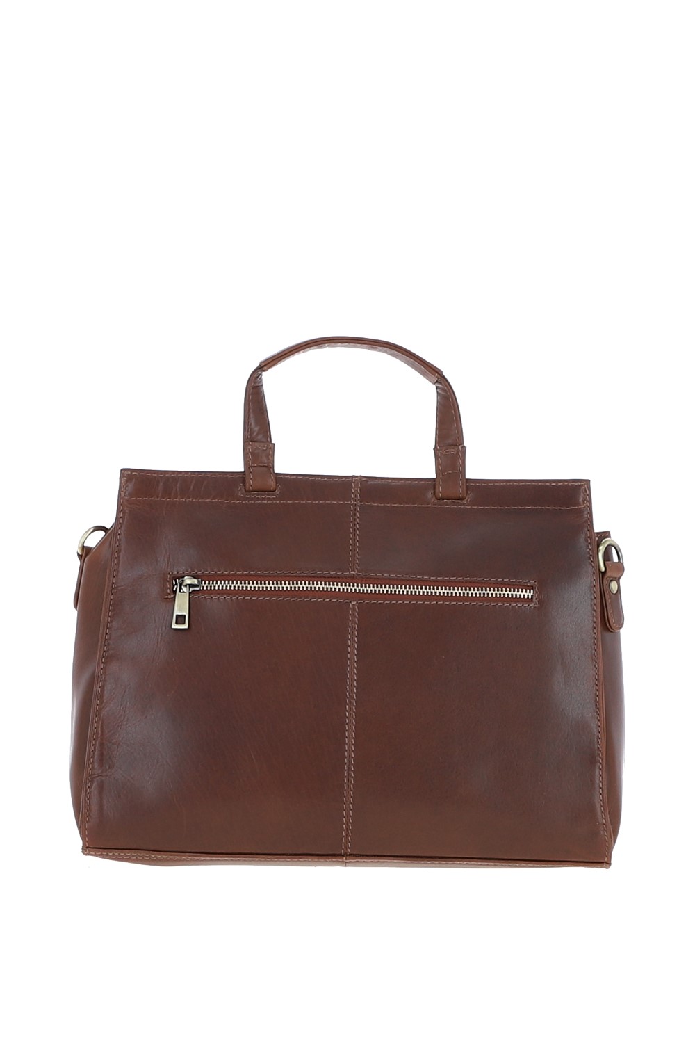 Brown Large Real Leather Grab Bag, Image 3 of 4