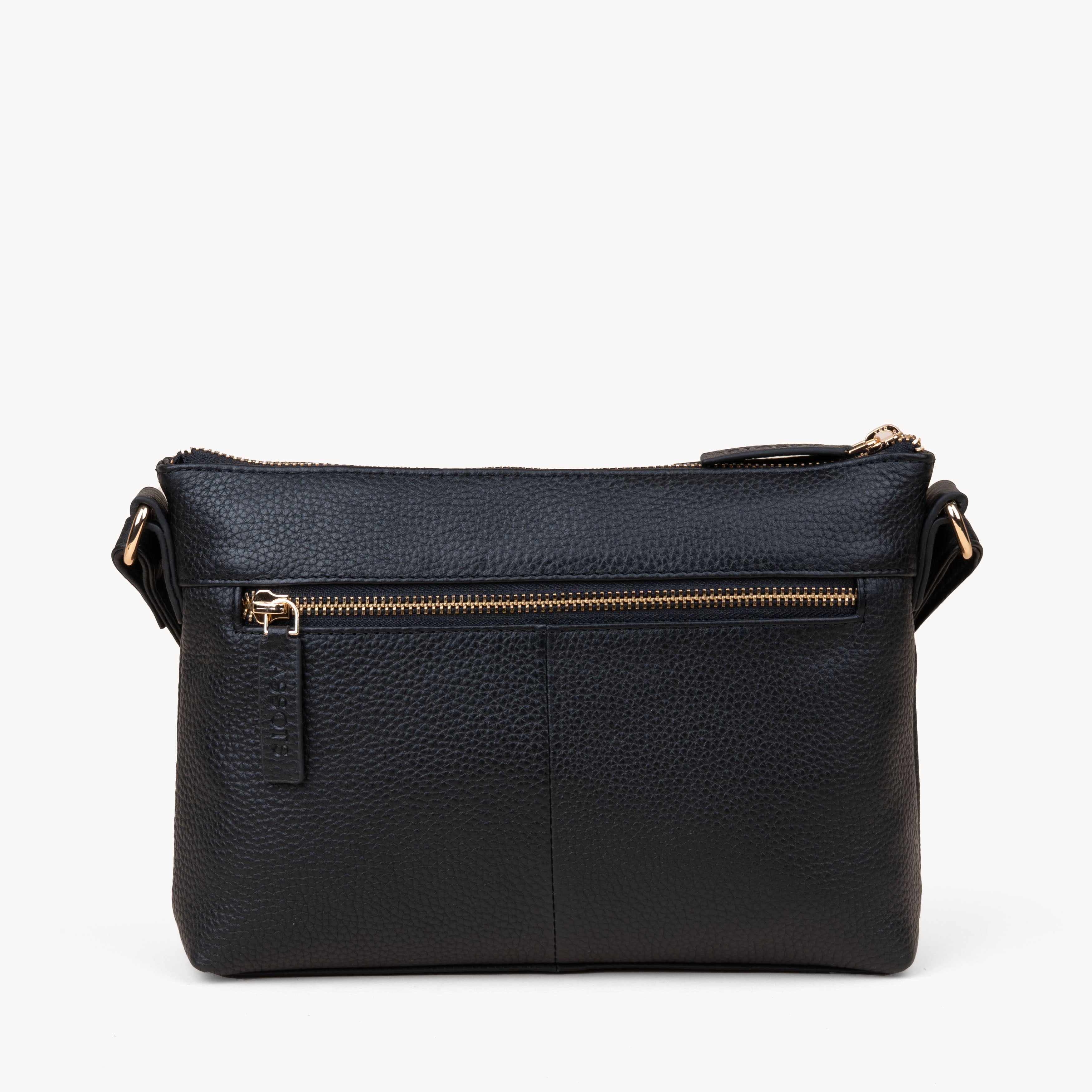 Black 'BECKY' Pebble Grain Real Leather Crossbody Bag, Image 3 of 4