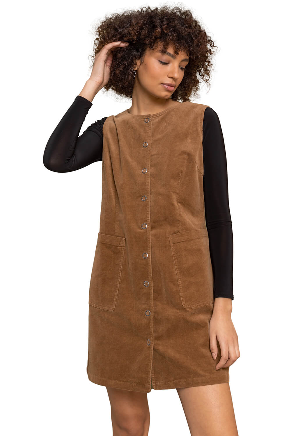 Denim Corduroy Pinafore Dress Womens Roman Originals Women Cotton Corduroy  Button Pinafore Dress UK