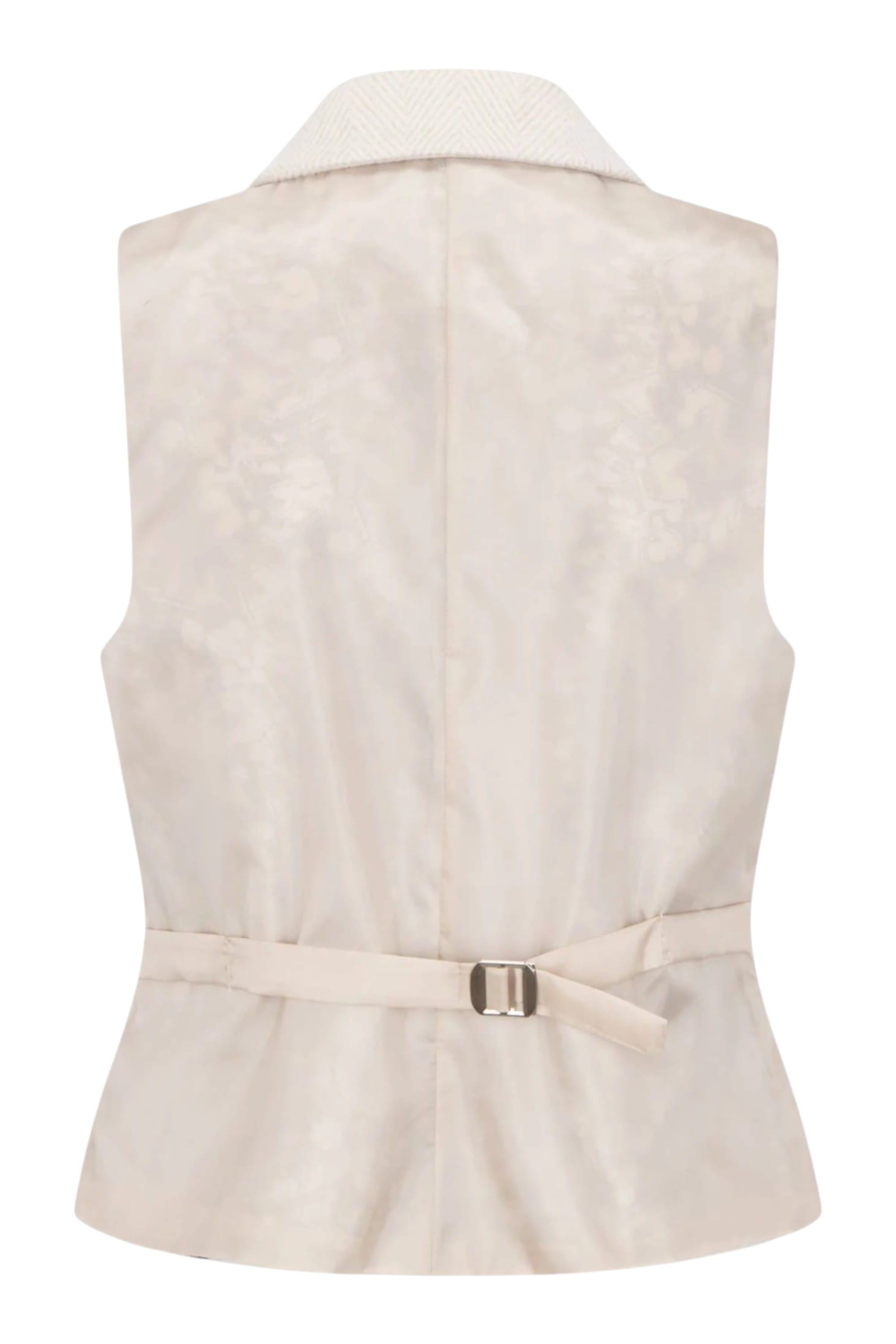 Cream Infinity Leather Cream Women's Cream Wool Blend Tweed Waistcoat, Image 4 of 4