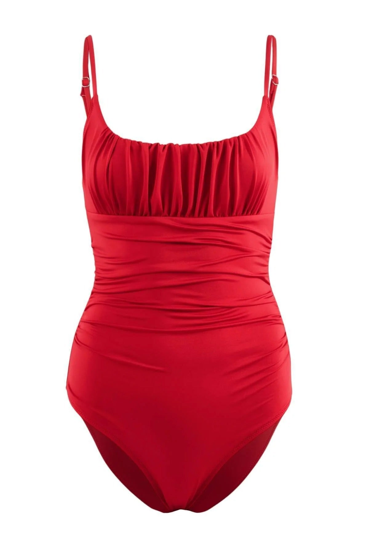 Black Strappy Square Neck Ruched Waist Swimsuit