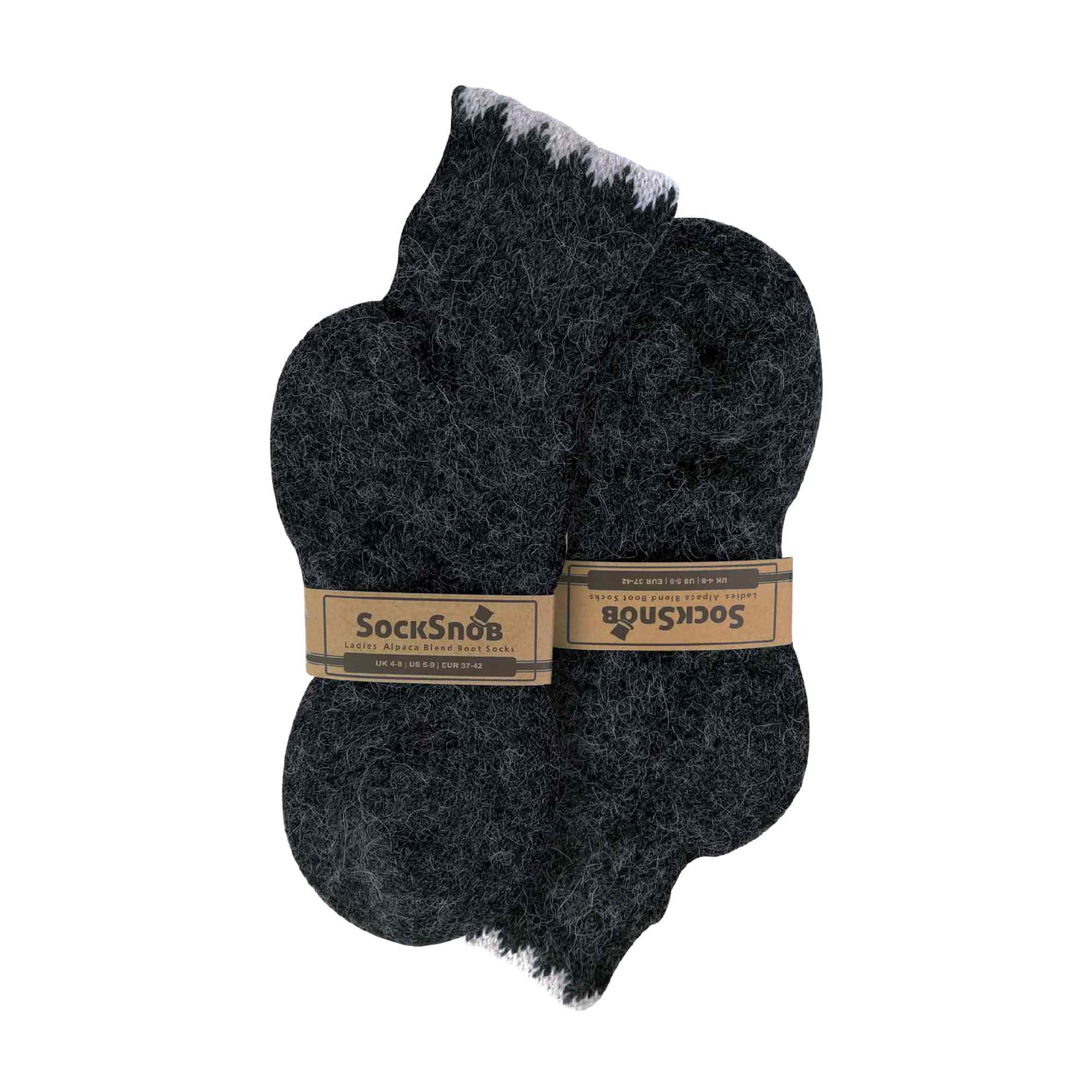 Black Ladies Warm Alpaca Wool Blend Boot Socks, Image 4 of 4