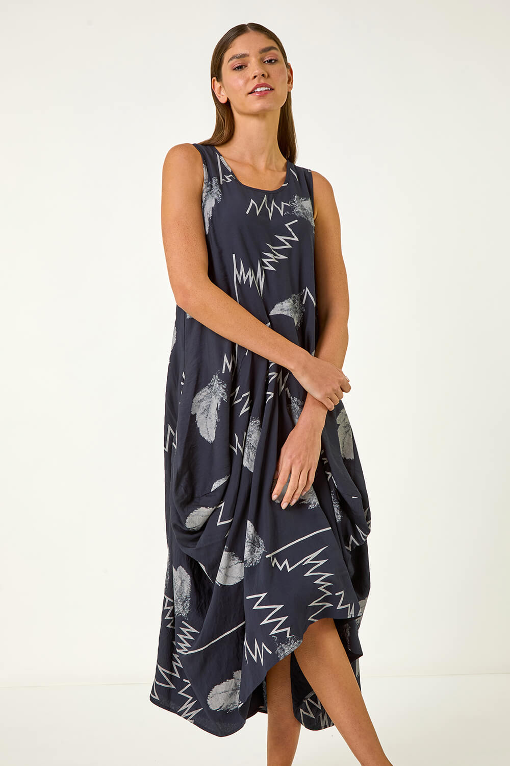  Abstract Bubble Hem Midi Dress, Image 3 of 5